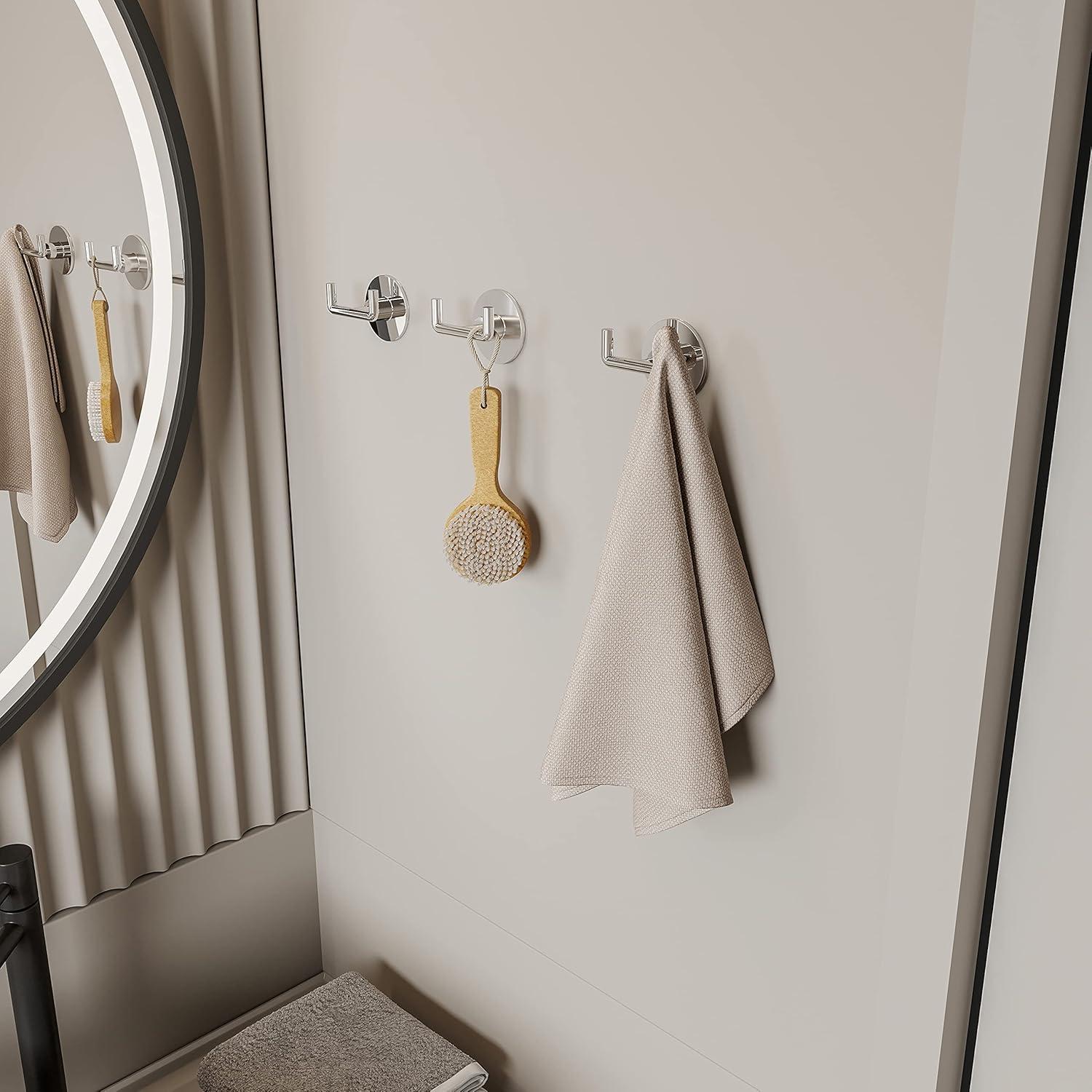 Gancho Doble Adhesivo Ruacq Redondo Acero Inoxidable 2 Pzs