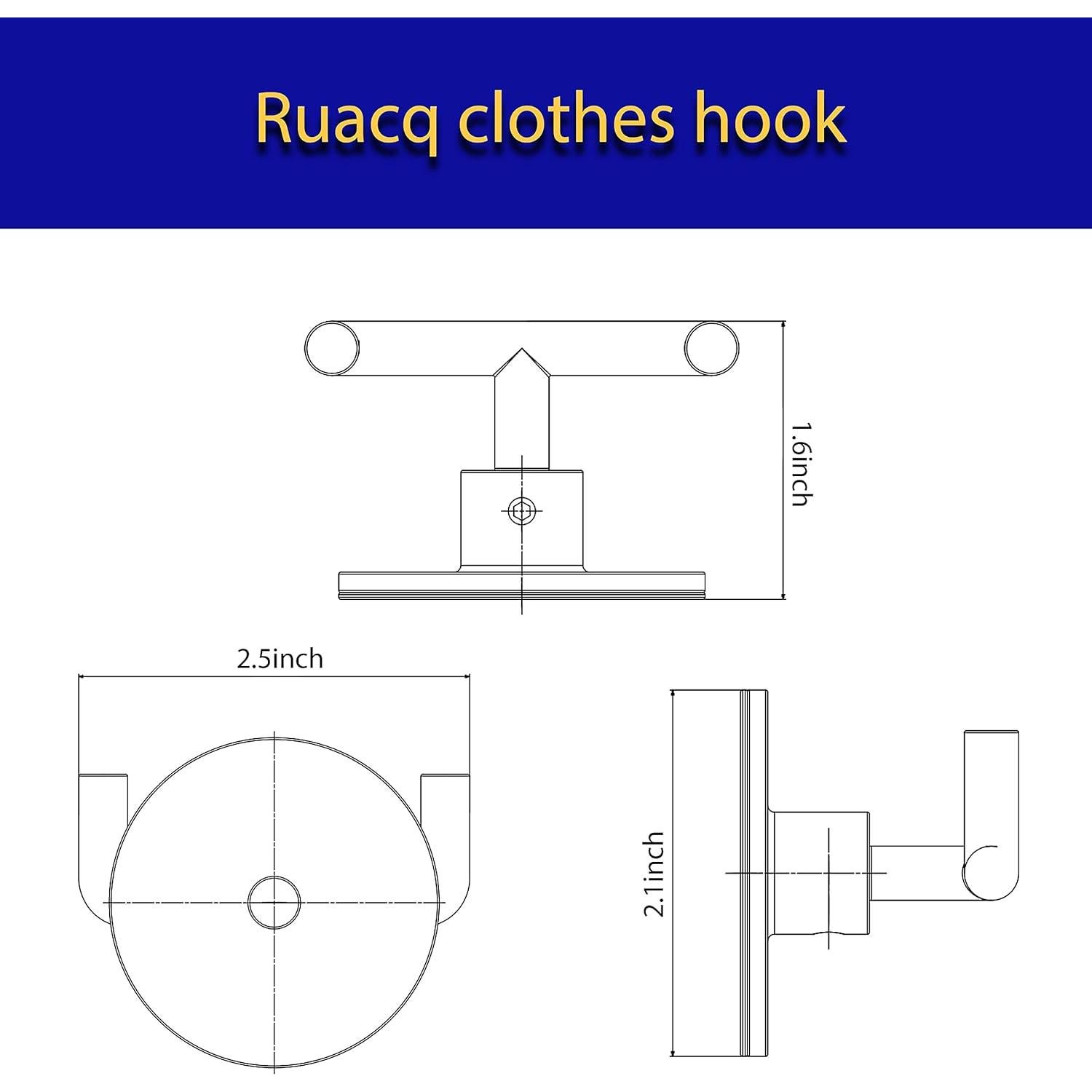 Gancho Doble Adhesivo Ruacq Redondo Acero Inoxidable 2 Pzs