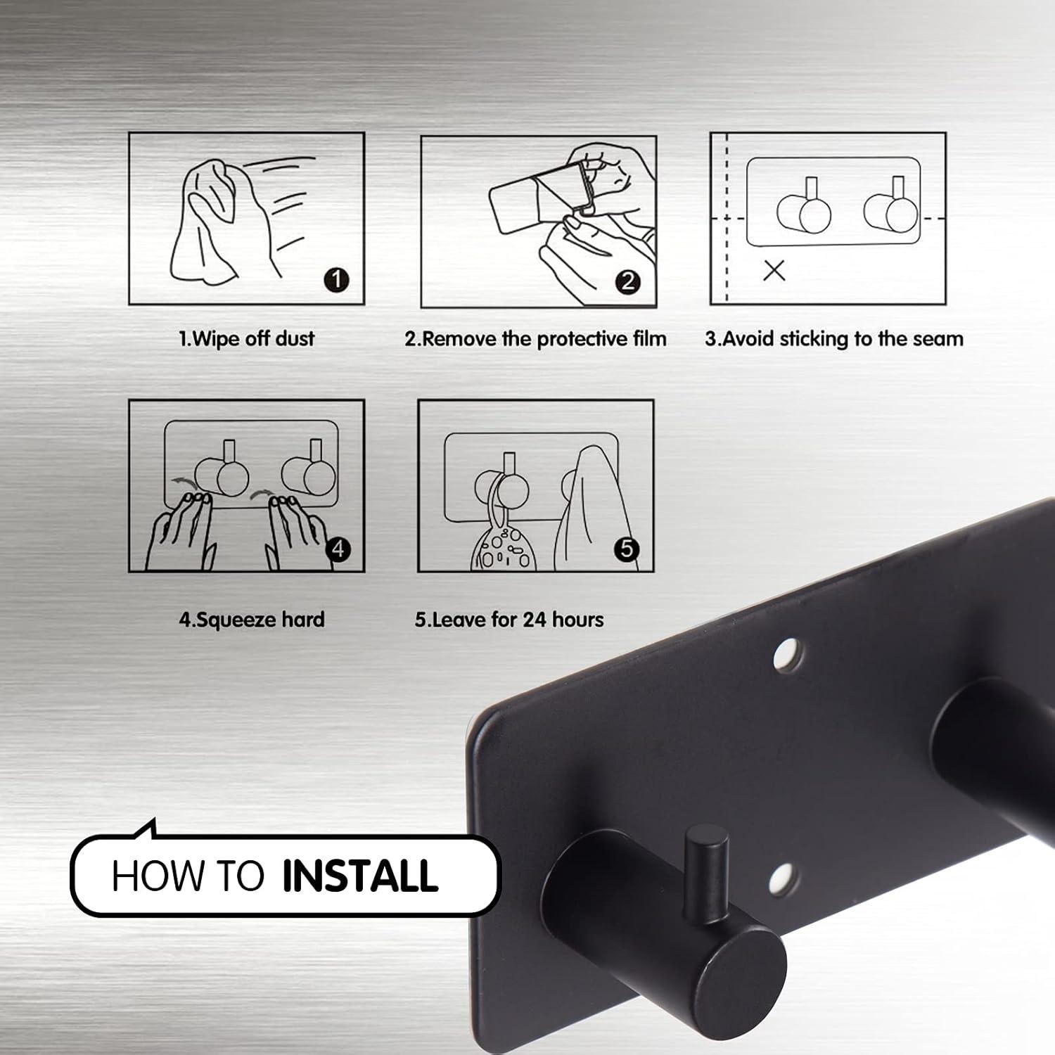 Ganchos Adhesivos de Acero Inoxidable YENZEEN para Toallas - 4 Unidades