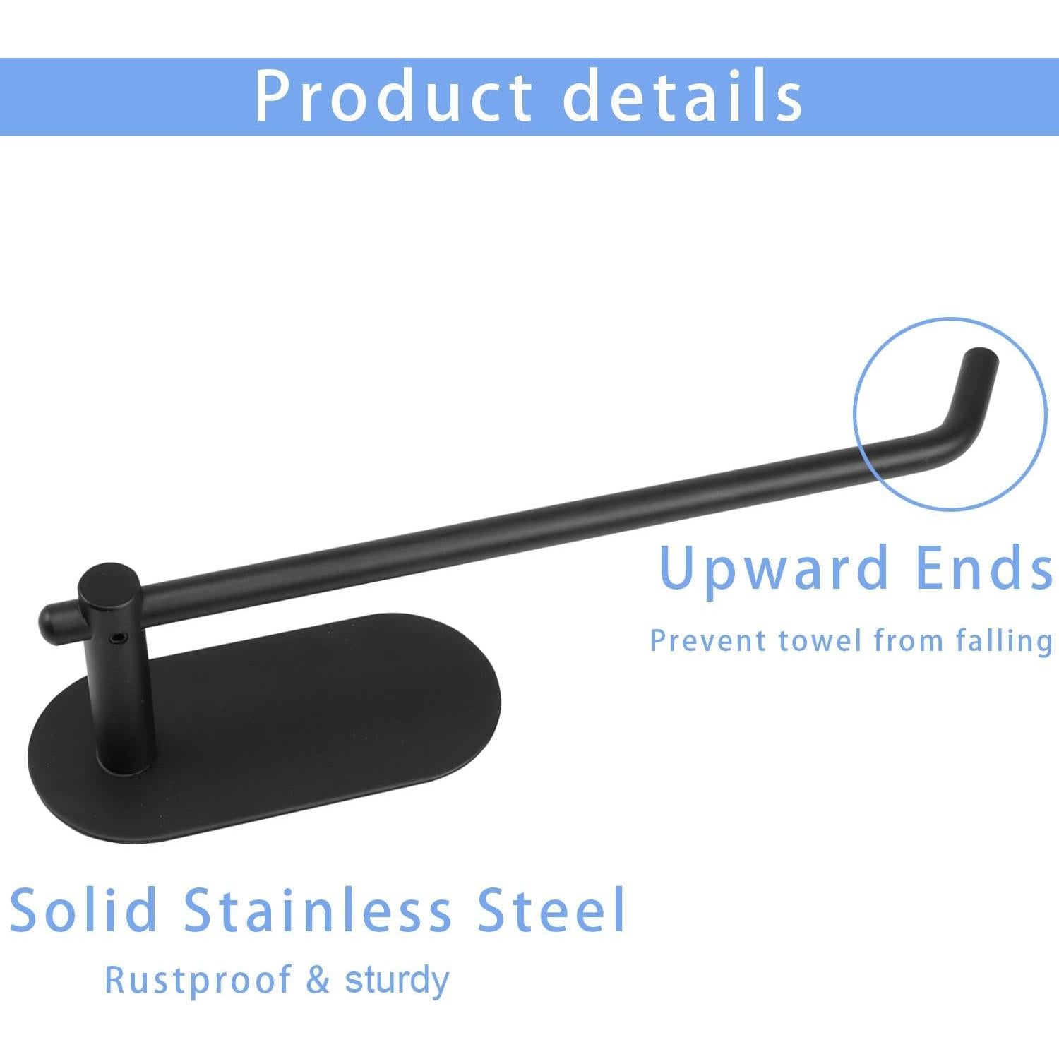 Soporte de Toalla de Mano TocTen, Acero Inoxidable 304, Negro Mate