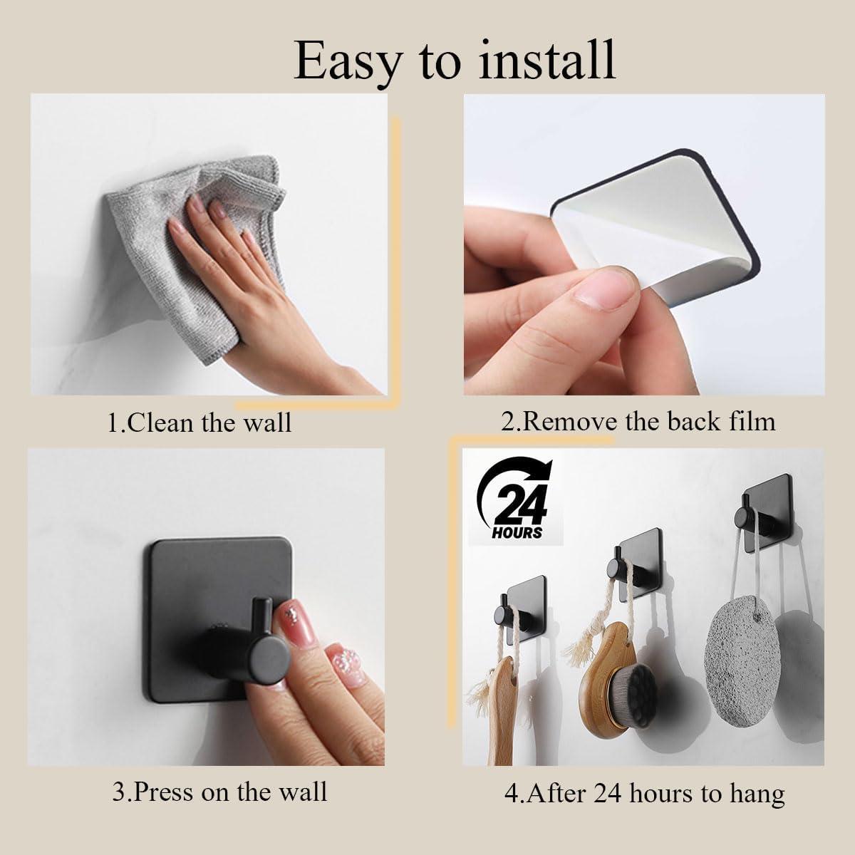 Paquete de 6 ganchos adhesivos EDMILE para pared 4.5x4.5cm