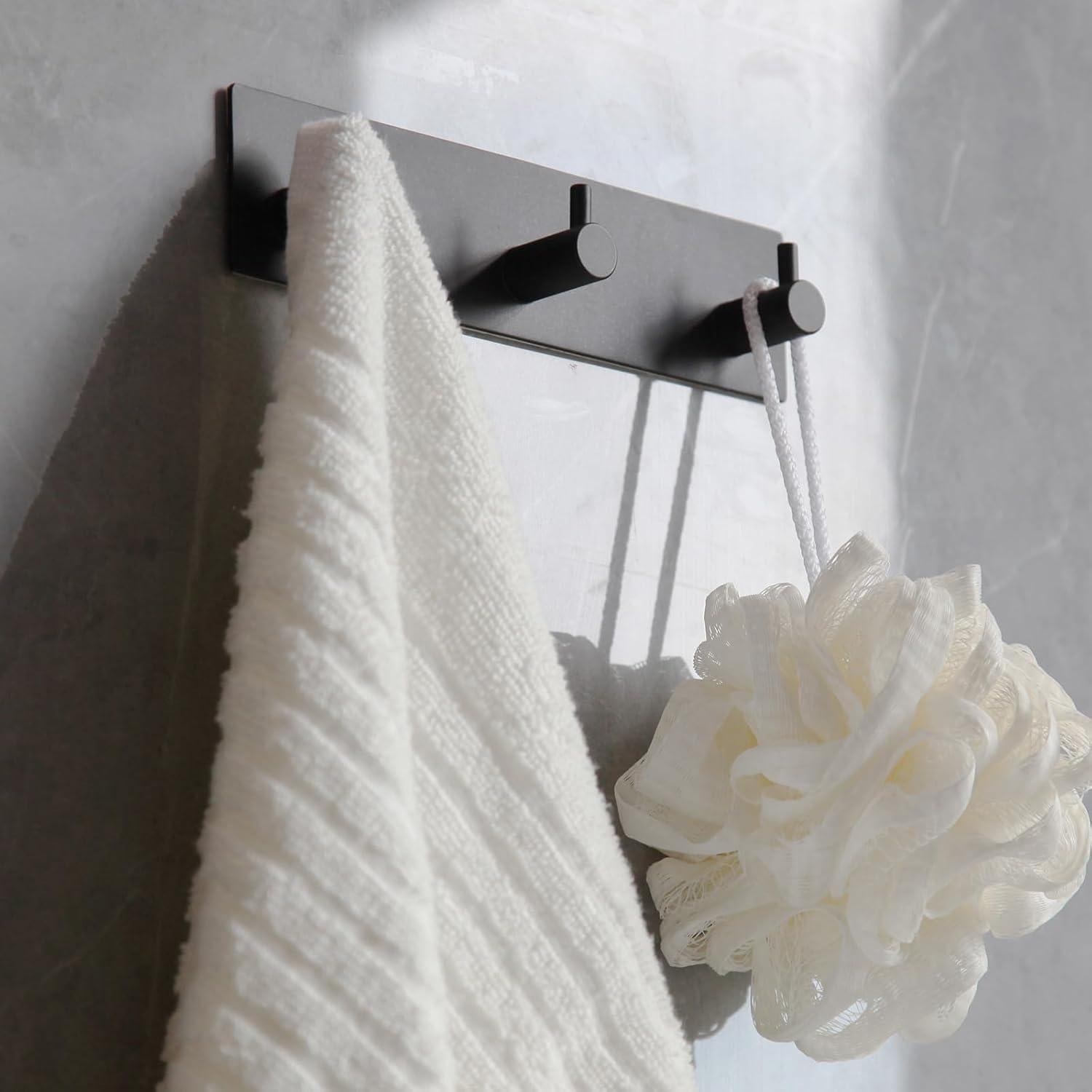 Ganchos de Toalla Autoadhesivos Giti Island 3 Ganchos Negro Mate