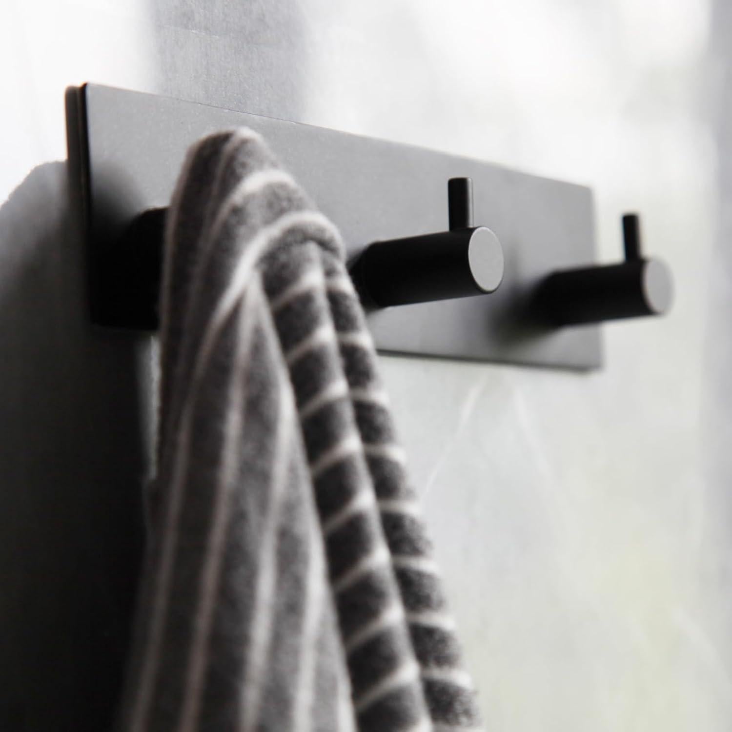 Ganchos de Toalla Autoadhesivos Giti Island 3 Ganchos Negro Mate