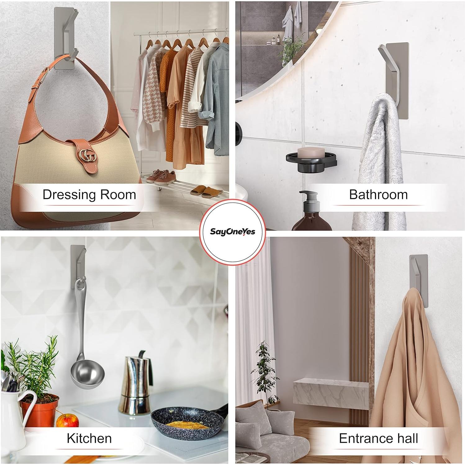 Ganchos adhesivos para toallas SAYONEYES - Acero inoxidable 5 pcs