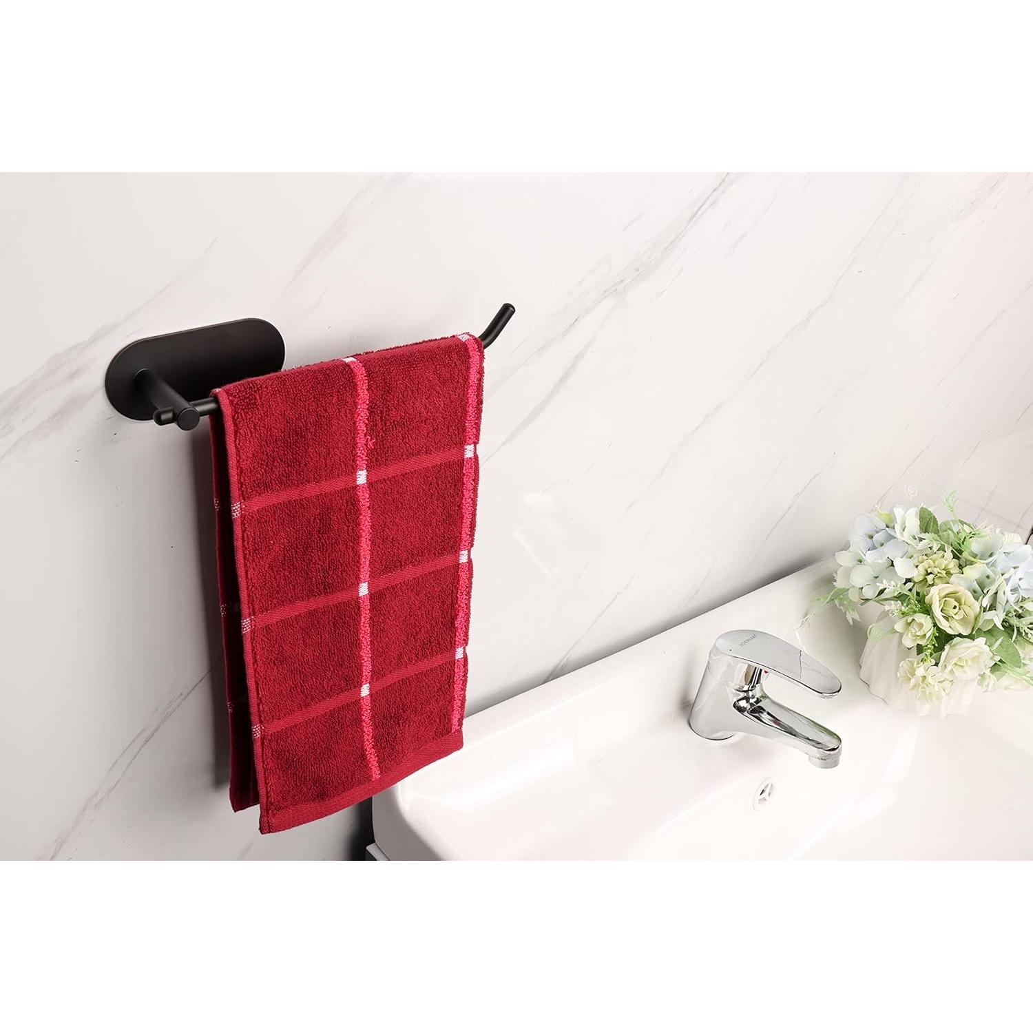 Juego de Accesorios de Baño TocTen con Barra y Ganchos Negro Mate