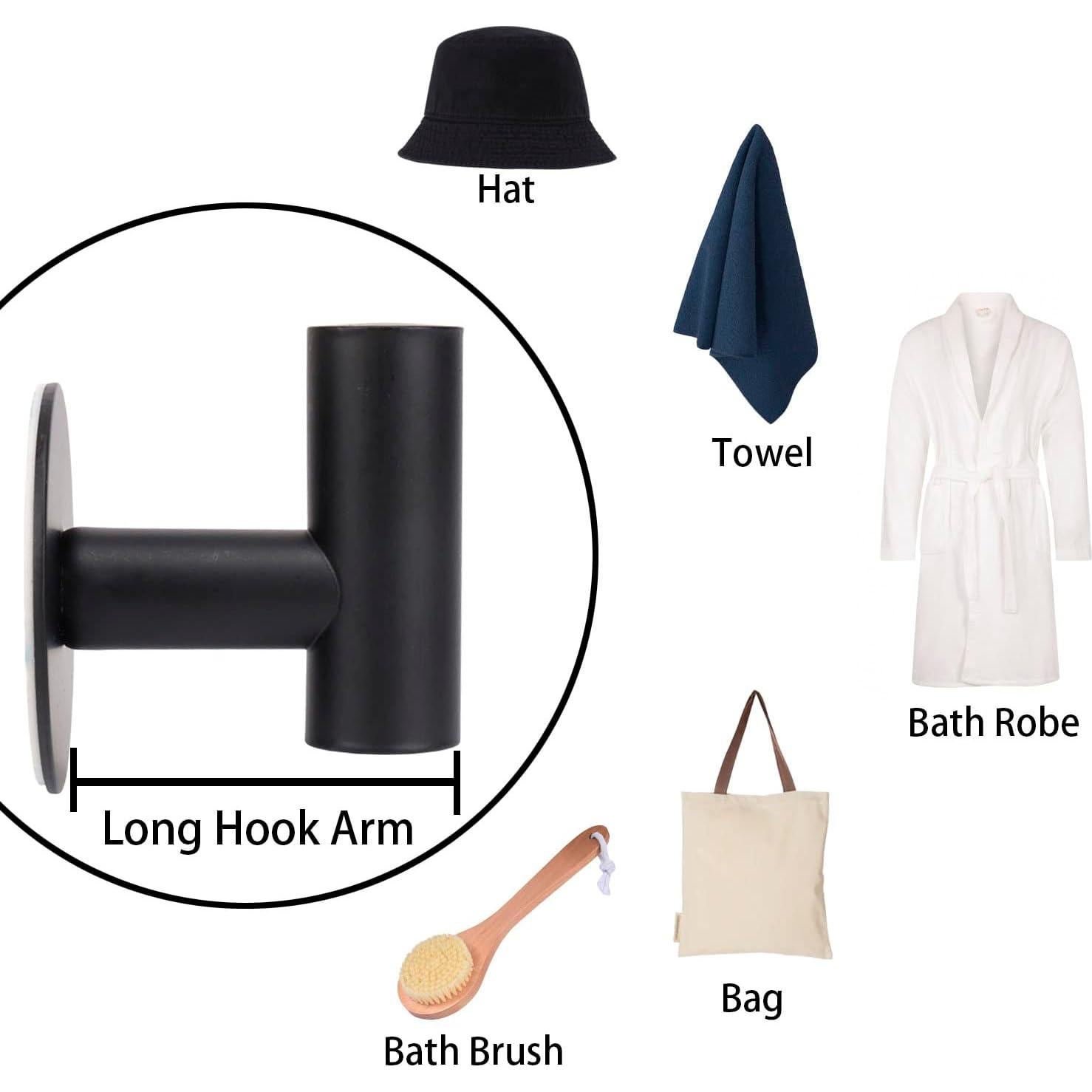 Juego de Accesorios de Baño TocTen con Barra y Ganchos Negro Mate