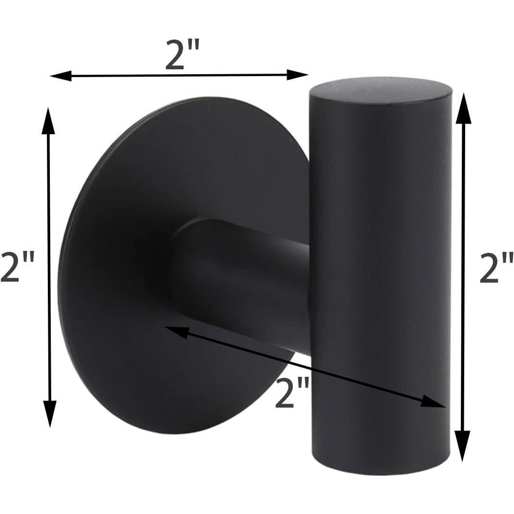 Juego de Accesorios de Baño TocTen con Barra y Ganchos Negro Mate