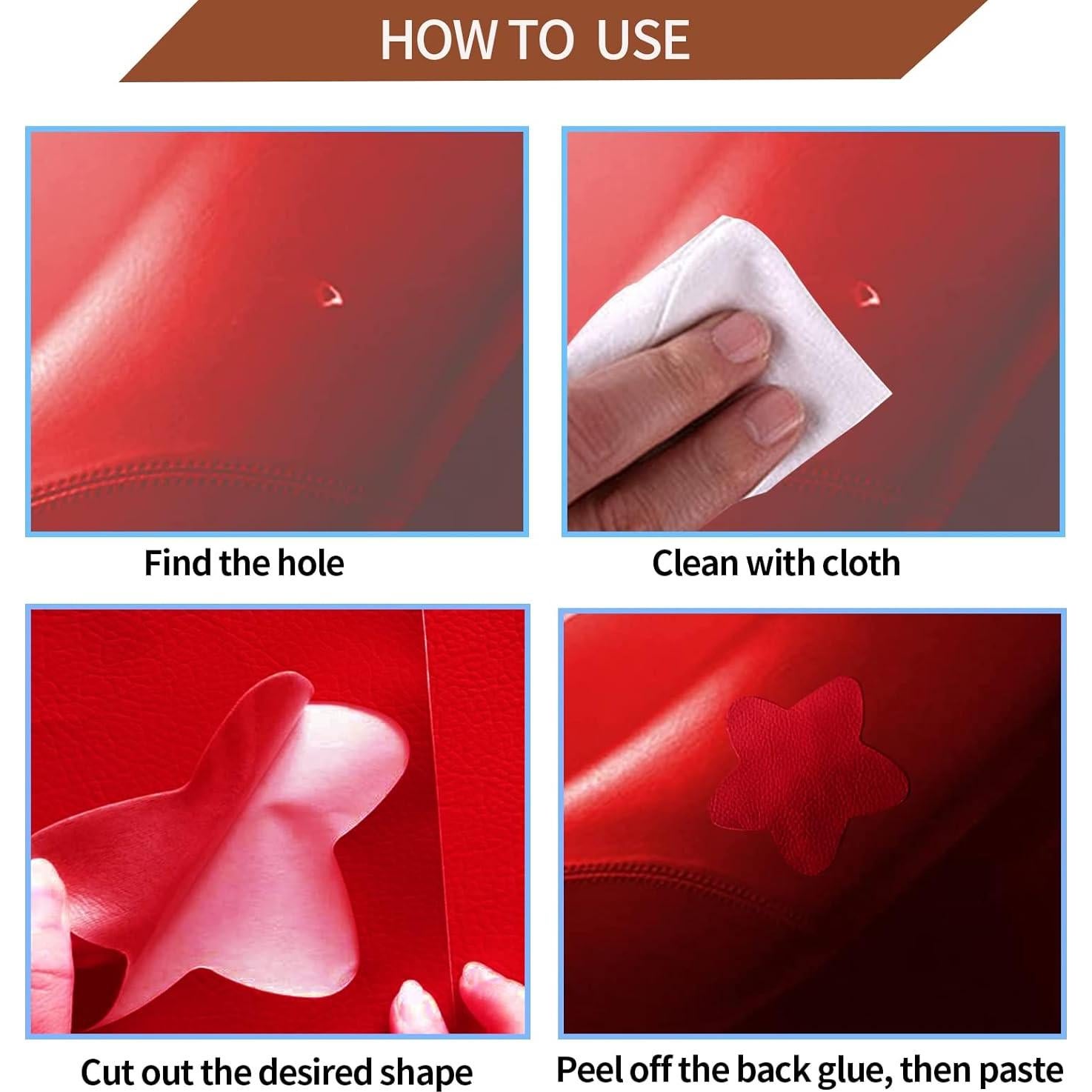 Cinta de Reparación de Cuero Aglzyoply 45x200 cm Roja