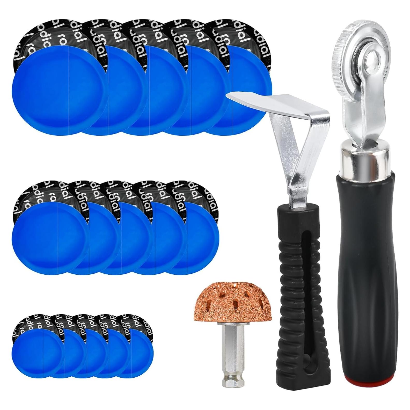 Kit de Parcheo de Neumáticos Dueilgo 33 Piezas con Rodillo