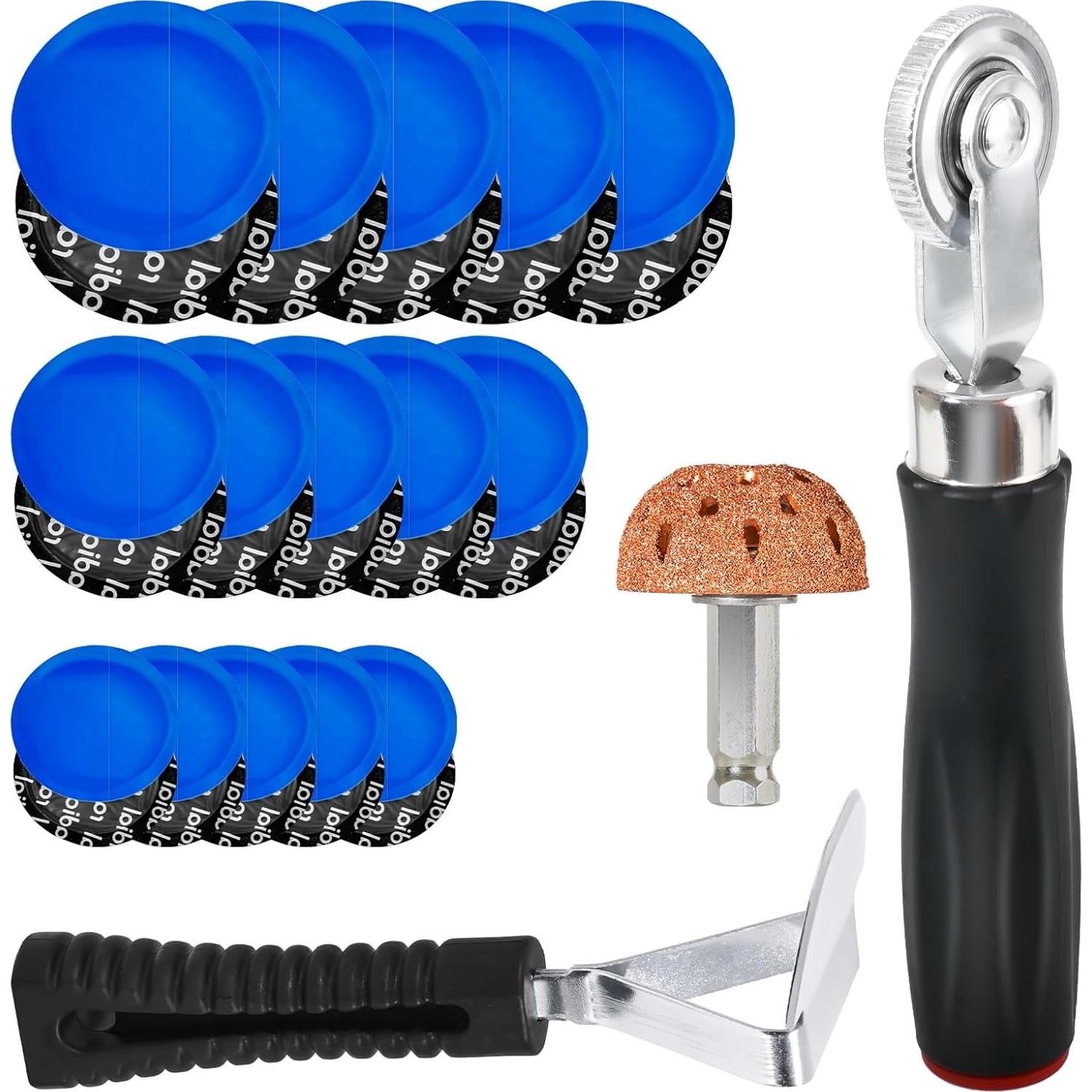 Kit de Parcheo de Neumáticos Dueilgo 33 Piezas con Rodillo