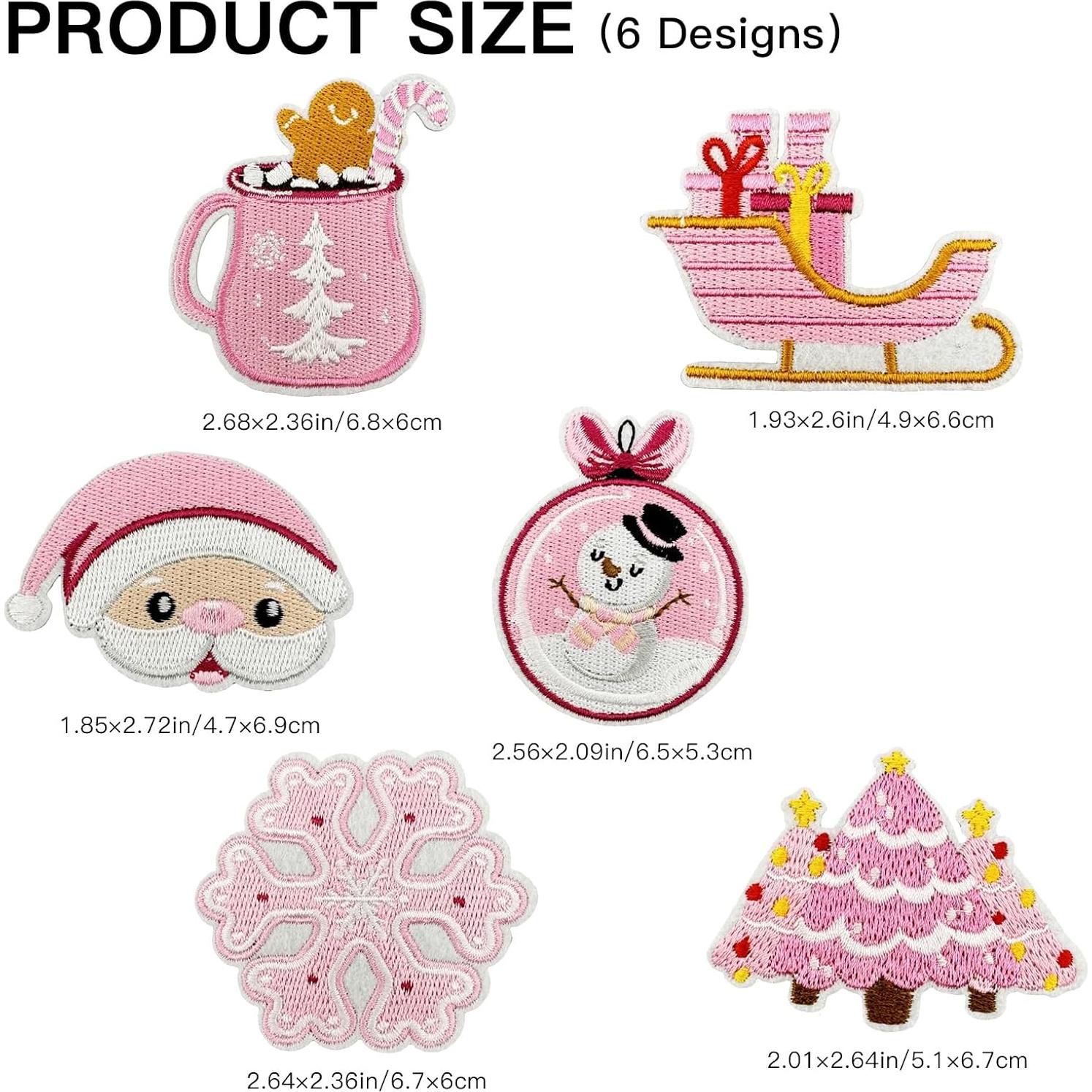 6 Parches Bordados Navideños MOGOXION Rosa para Ropa