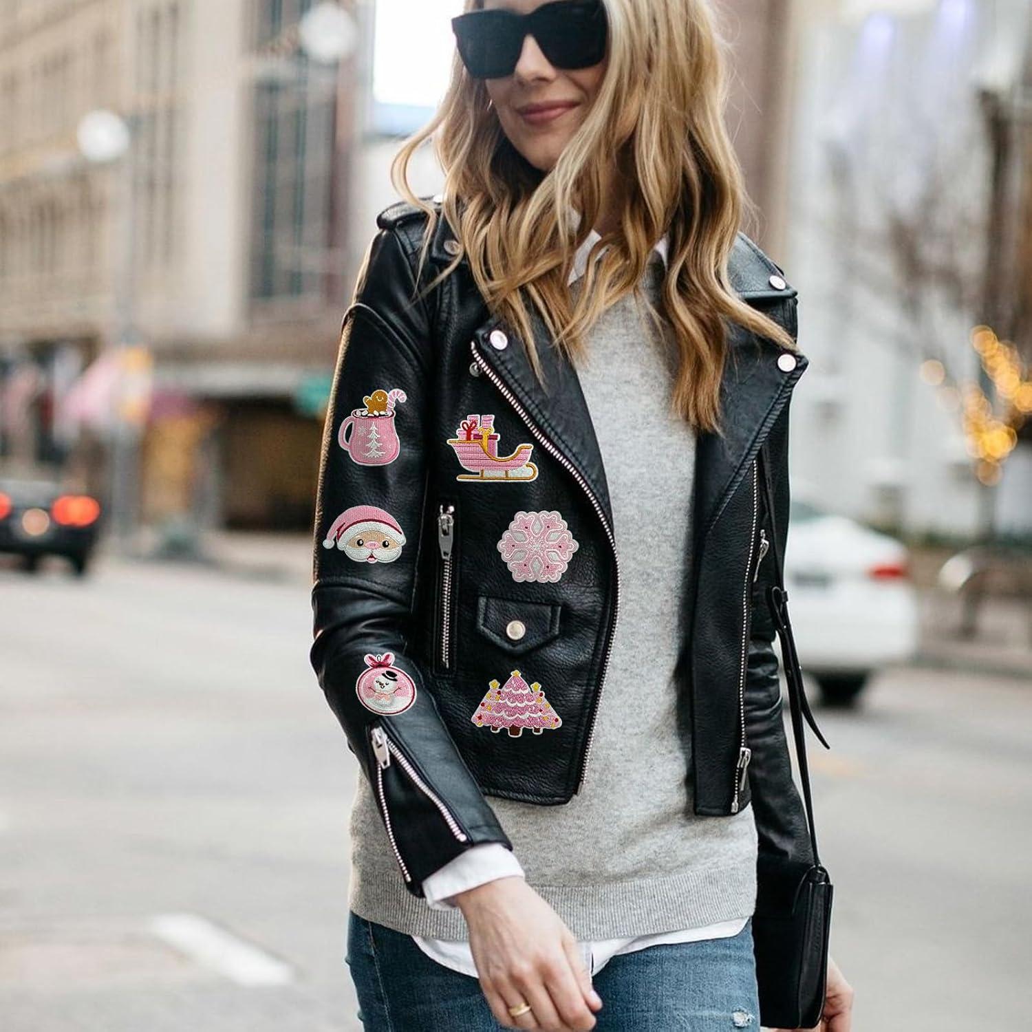 6 Parches Bordados Navideños MOGOXION Rosa para Ropa