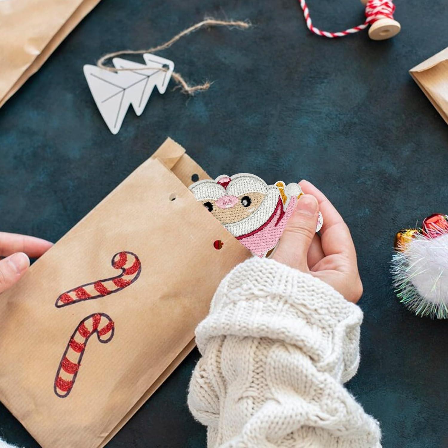 6 Parches Bordados Navideños MOGOXION Rosa para Ropa