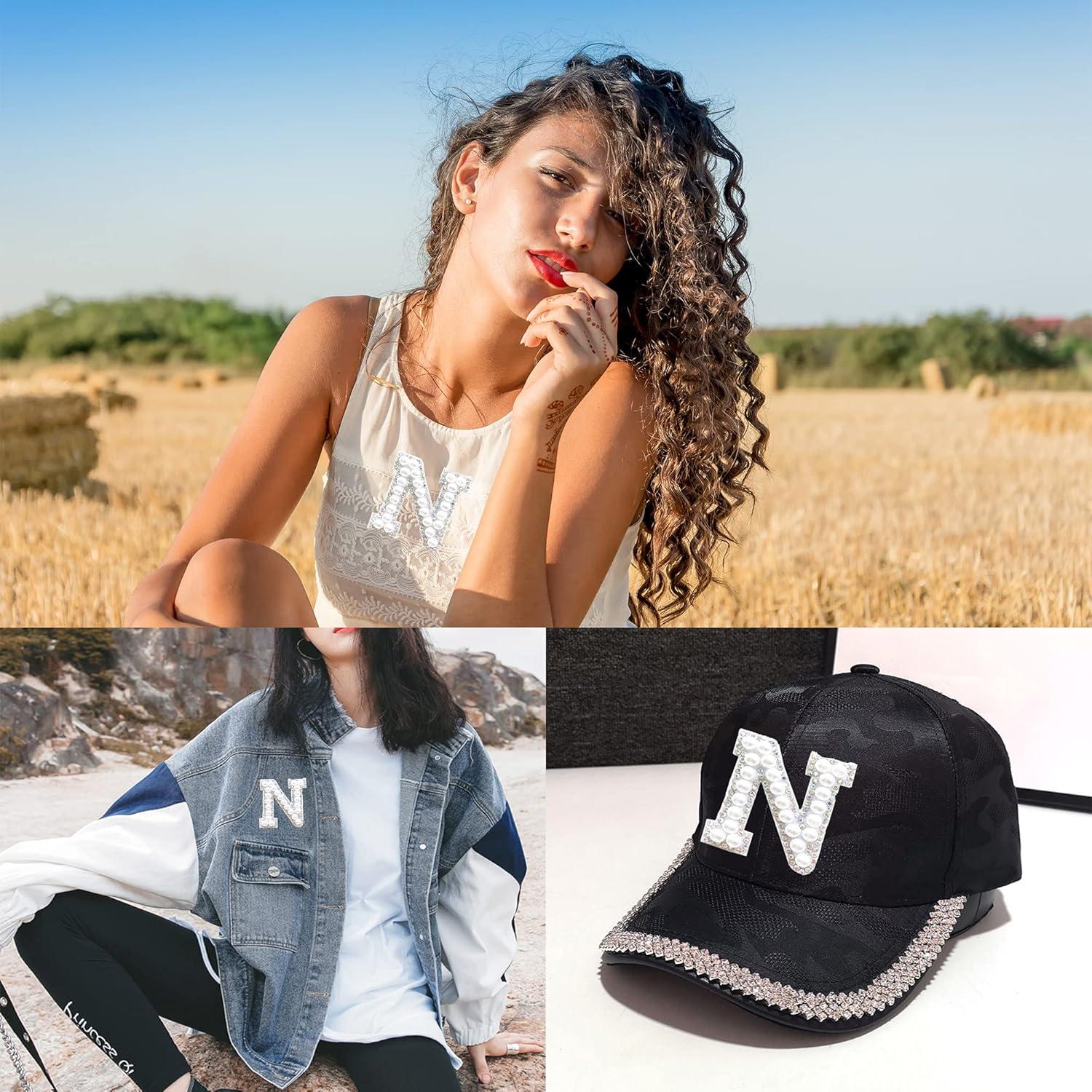 Parche de Rhinestones y Perlas TUANZI Letra N 4x4.5 cm