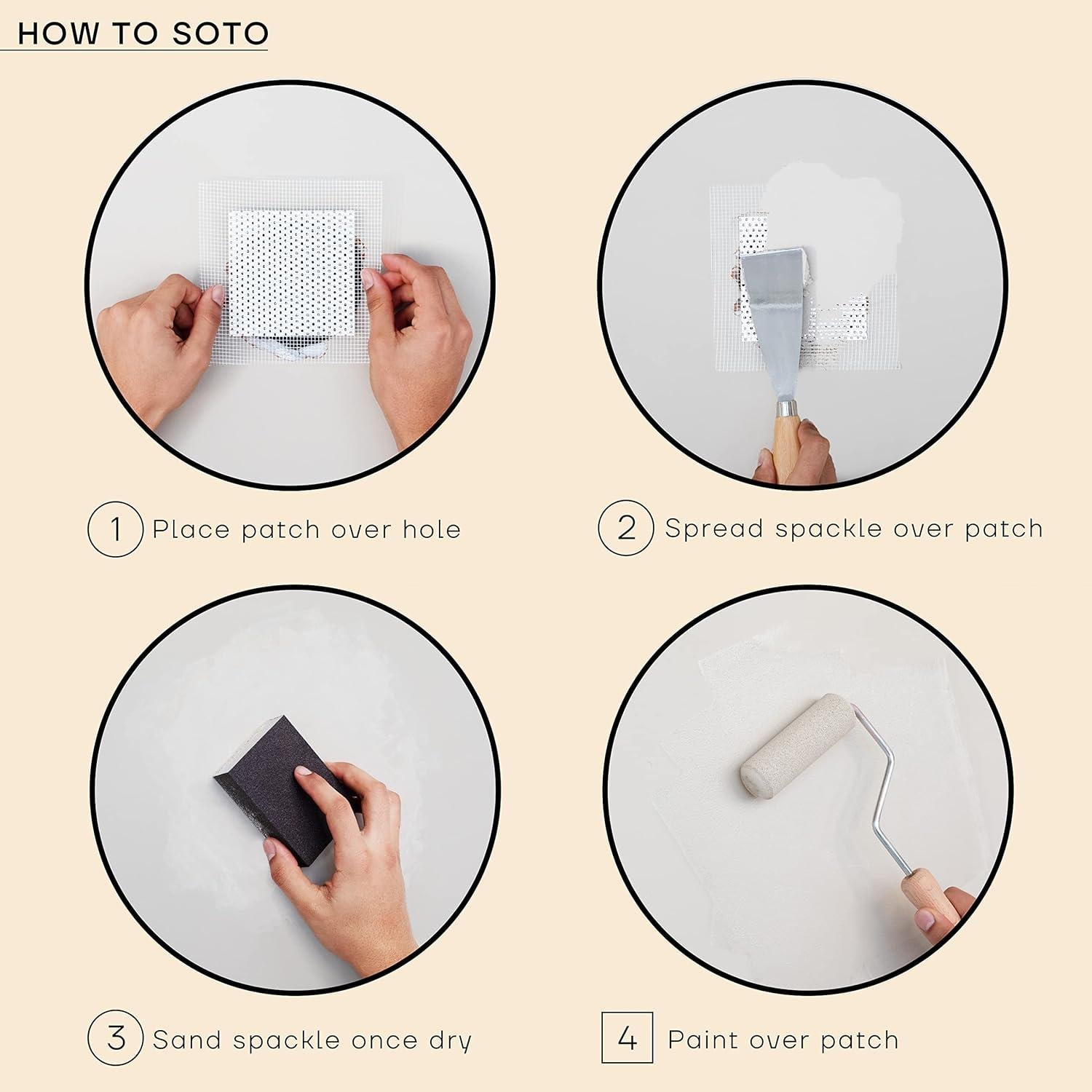 Kit de Reparación de Agujeros Grandes Soto 7 Piezas 10.16 cm