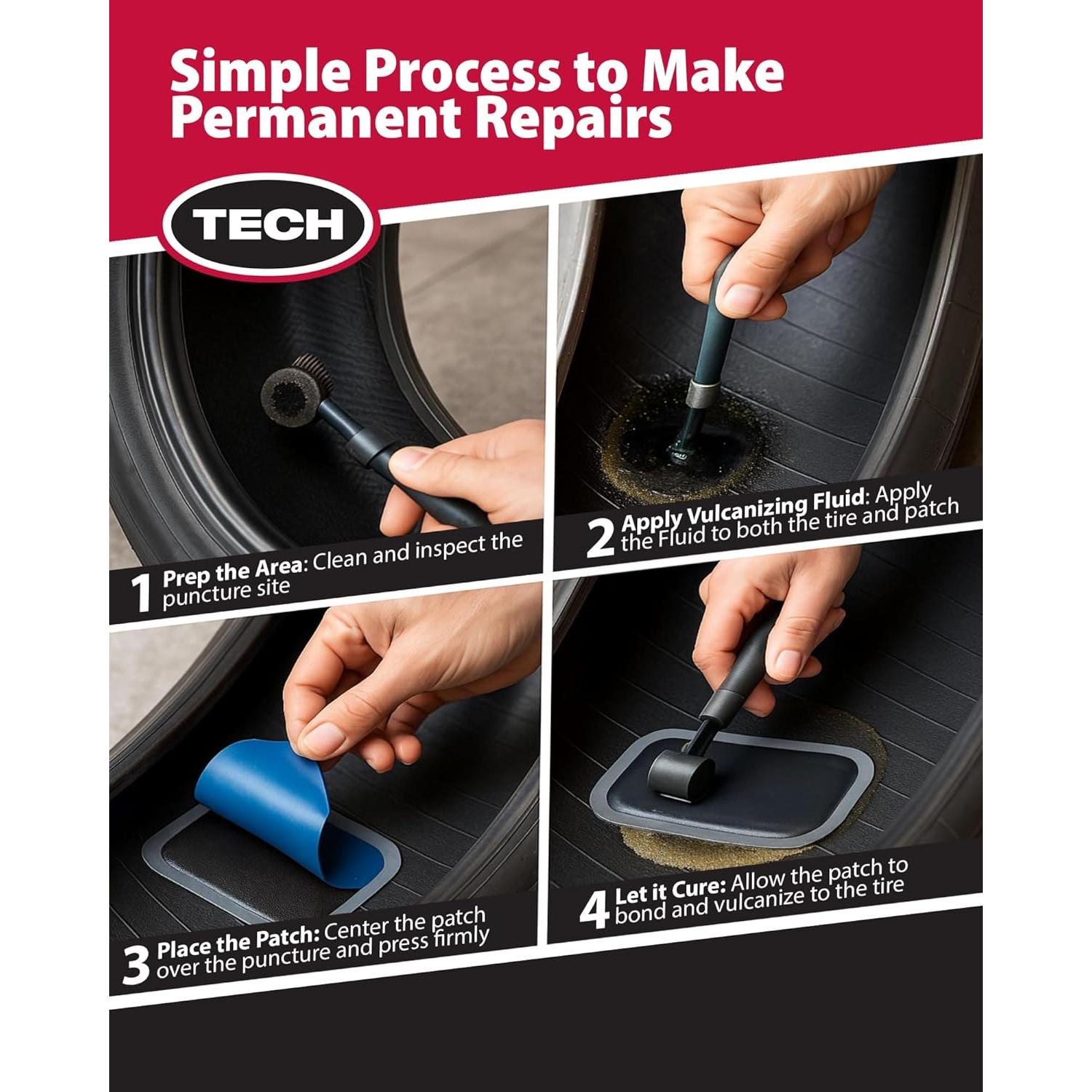 Parche de Reparación de Neumáticos Radiales TECH 65x80mm