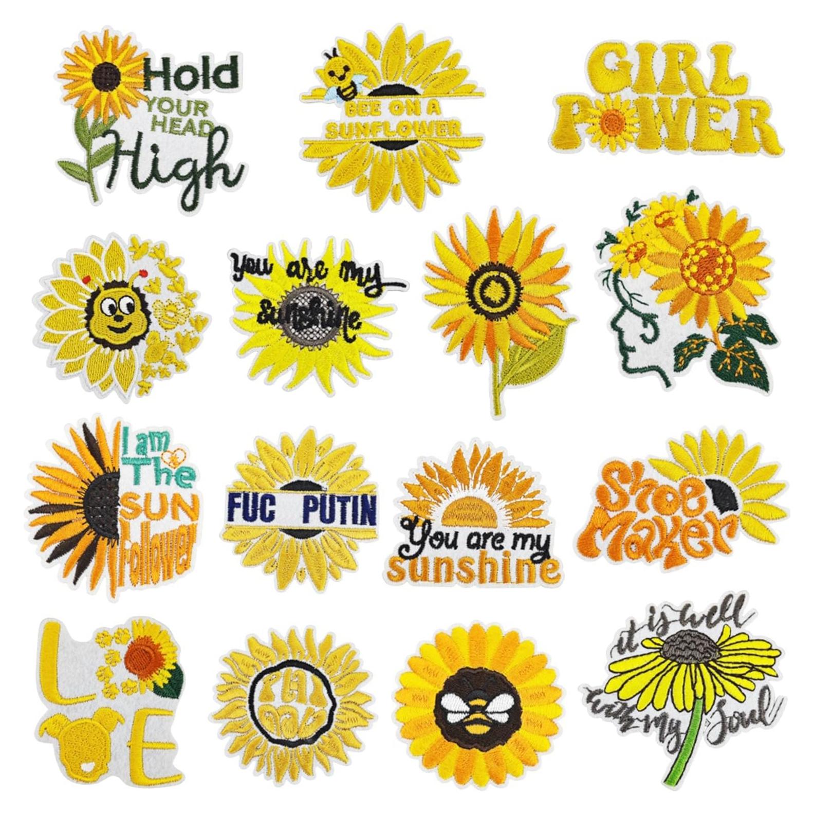 15 Parches Bordados de Girasol Attuslla para Planchar