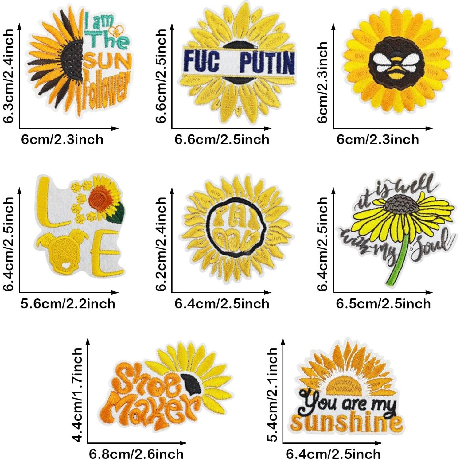 15 Parches Bordados de Girasol Attuslla para Planchar