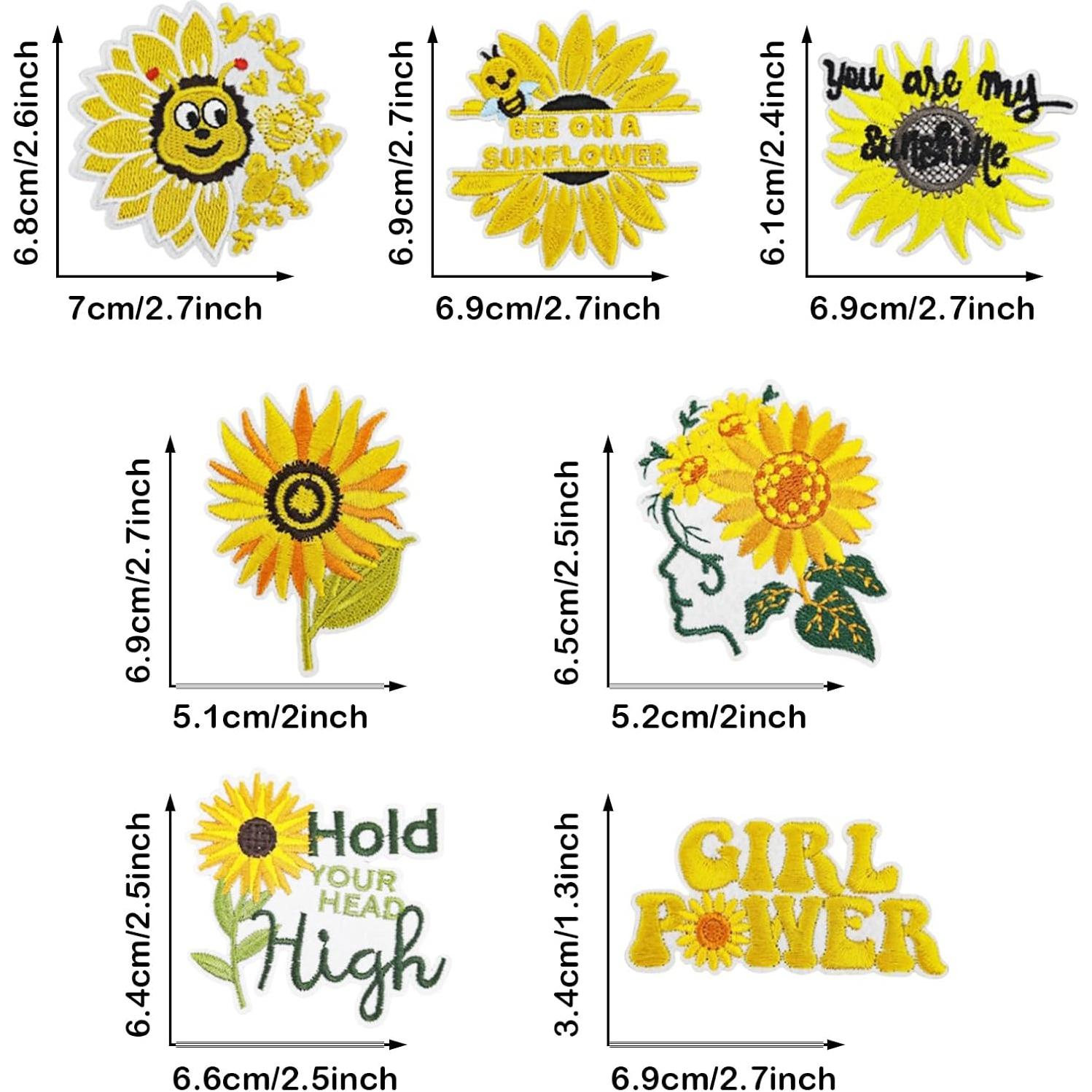 15 Parches Bordados de Girasol Attuslla para Planchar