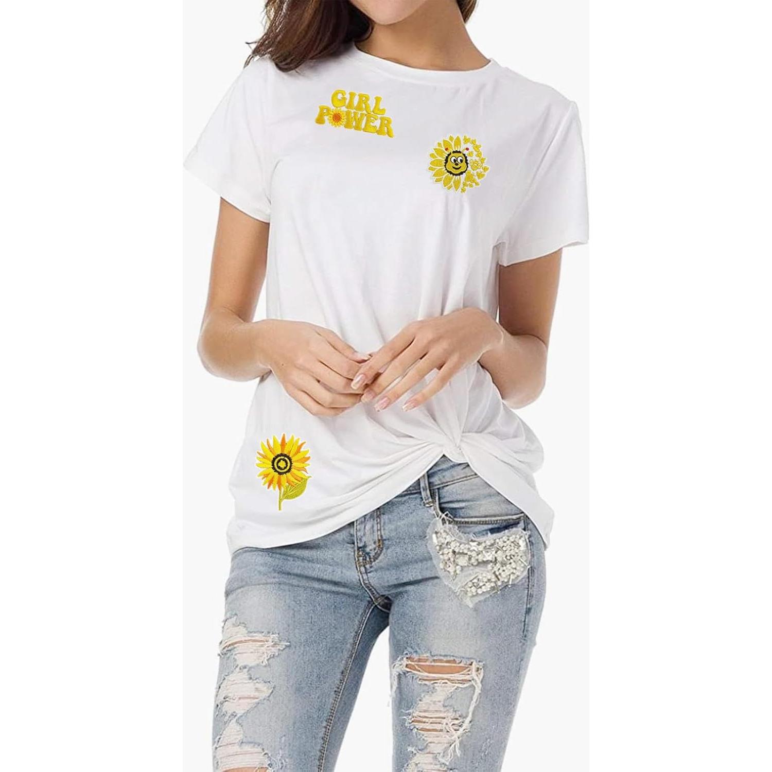 15 Parches Bordados de Girasol Attuslla para Planchar