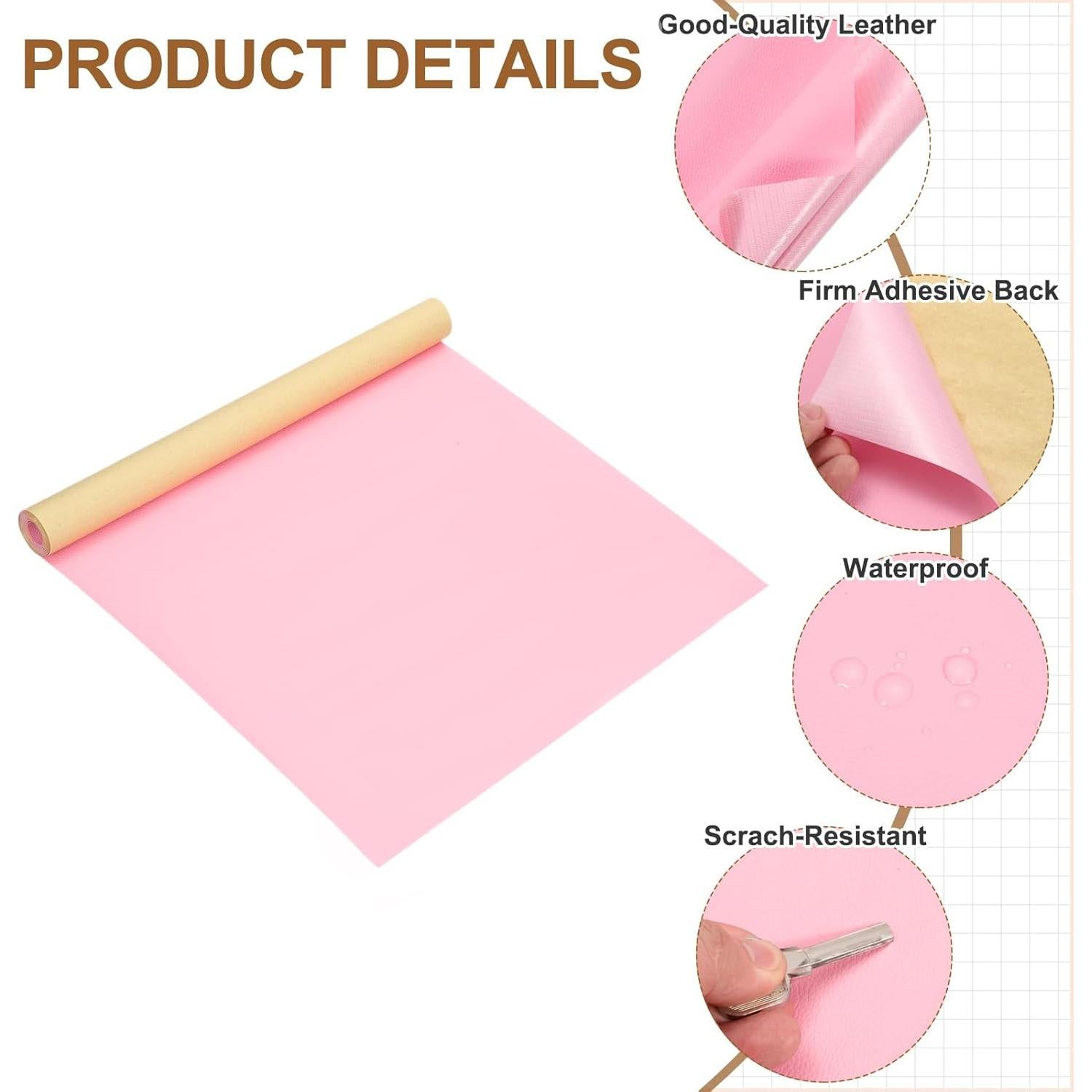 Parche de Reparación de Cuero Autoadhesivo MECCANIXITY 137x35cm Rosa