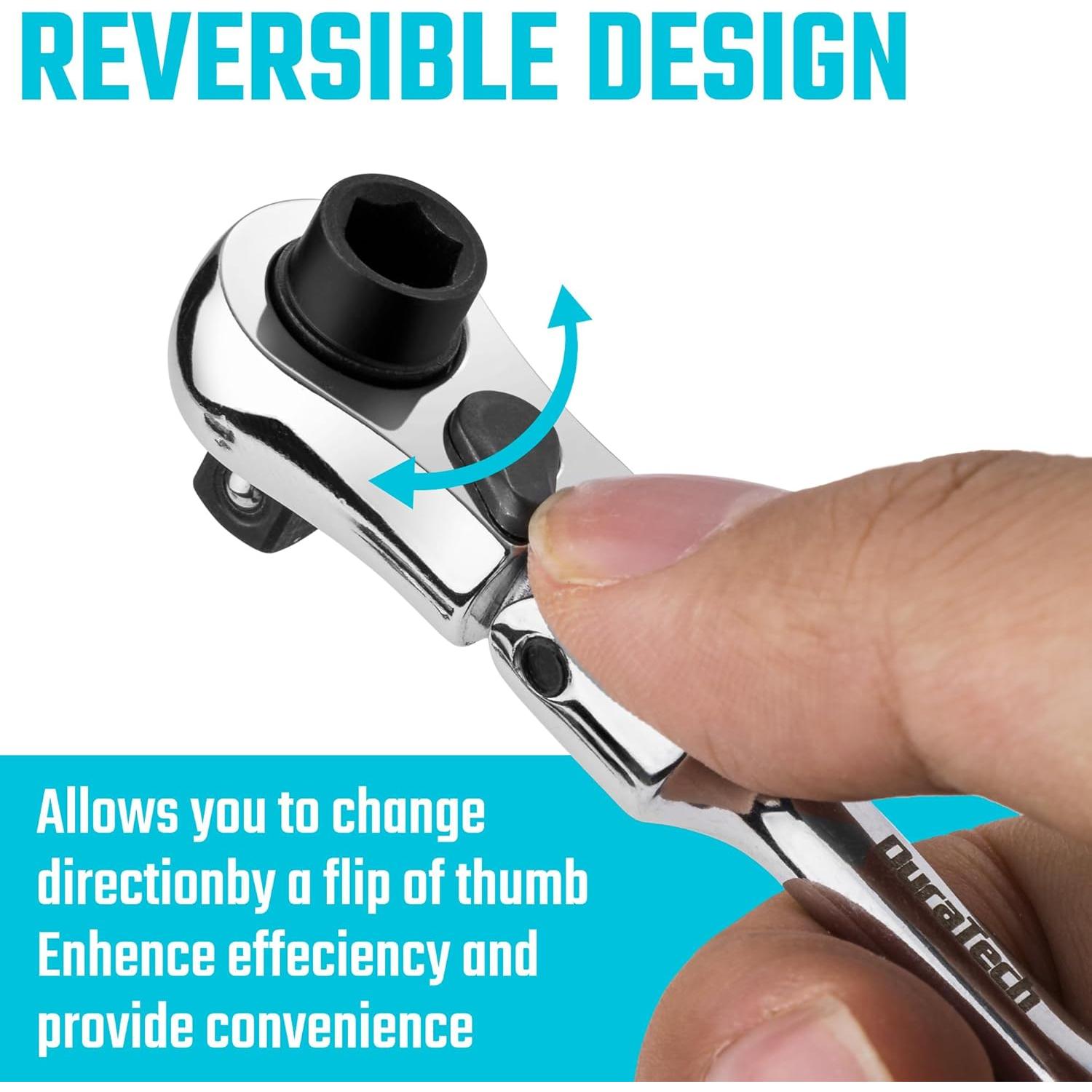 DURATECH Mango de Carraca 1/4" Flexible 72 Dientes Acero