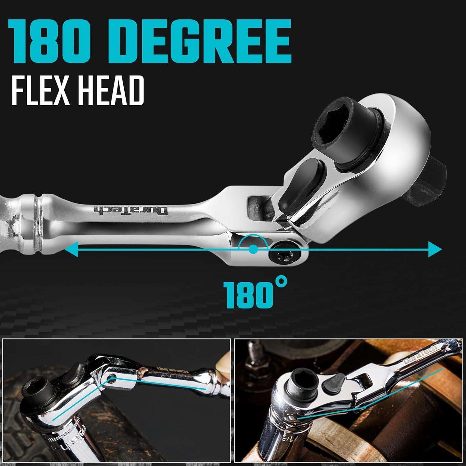 DURATECH Mango de Carraca 1/4" Flexible 72 Dientes Acero