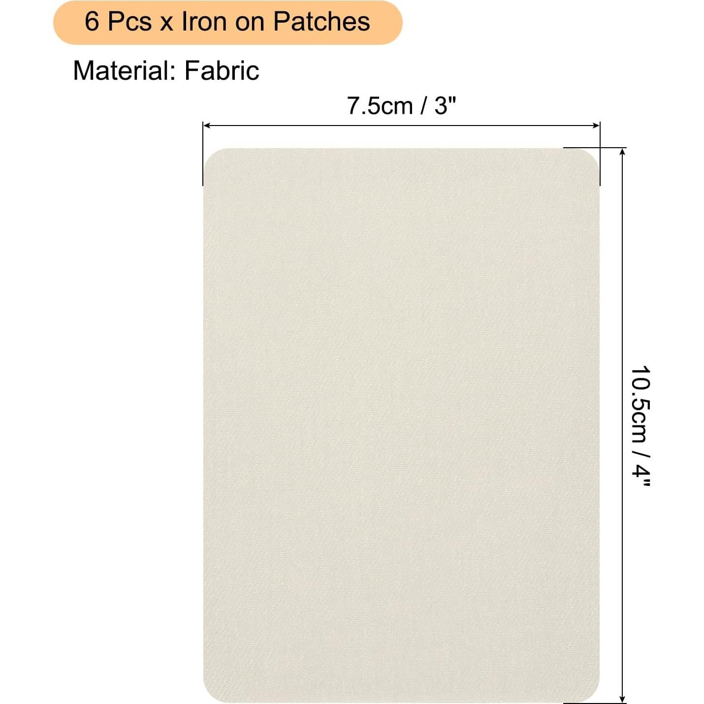 MECCANIXITY 6 Pcs Iron on Patches Fabric Repair Patch 4"x3" Patches for Clothes Iron on Patches for Jeans, Bags, Sofa,Tent Light Beige