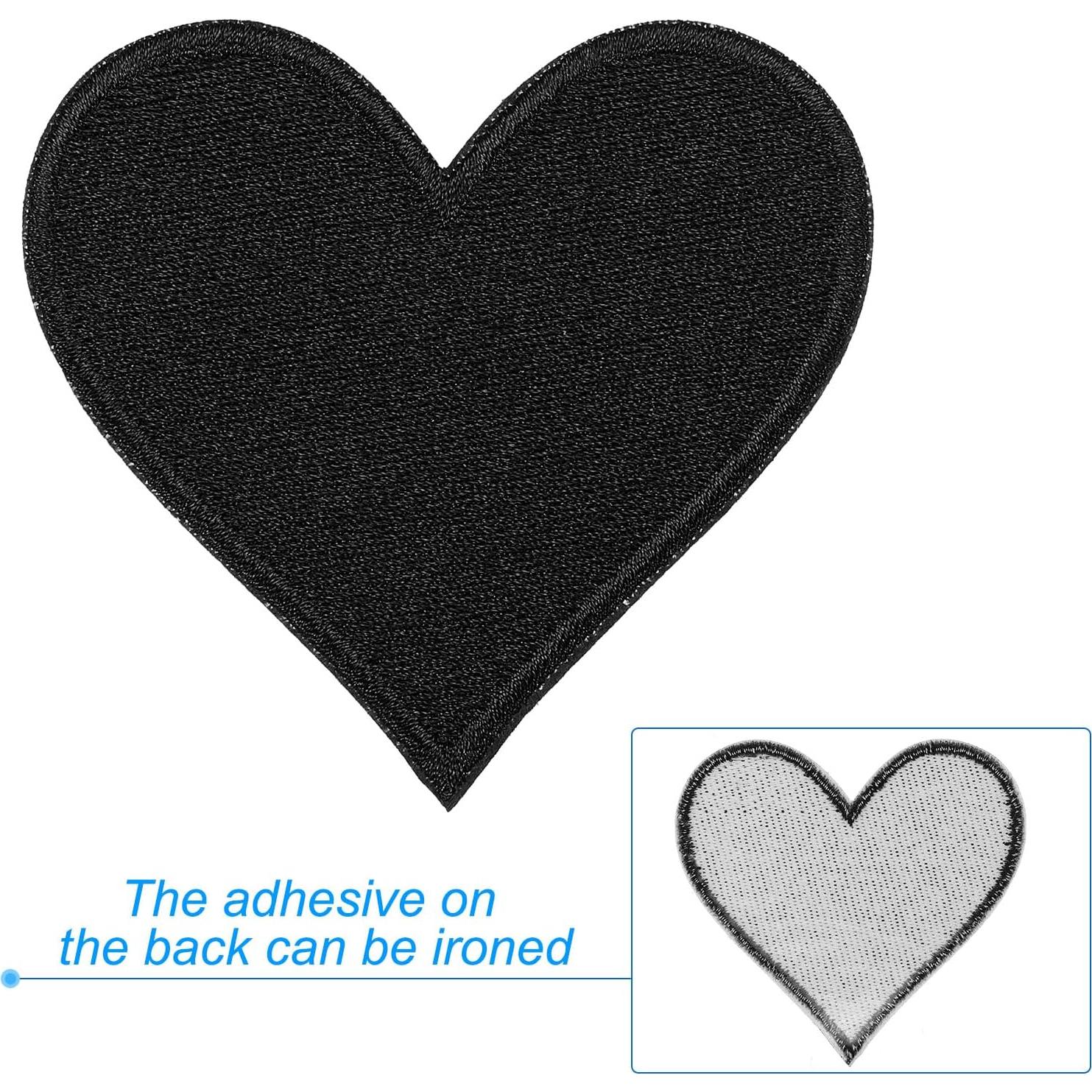 Parche Termoadhesivo Bordado Corazón Negro PATIKIL - 3 Piezas