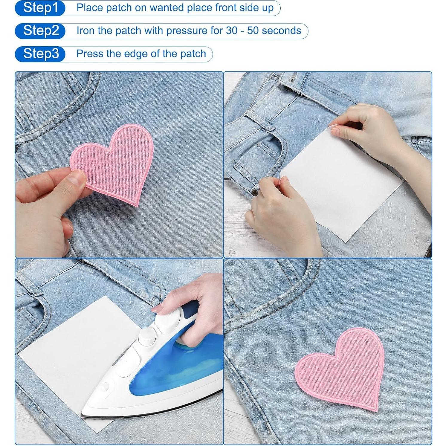 Parche Termoadhesivo Bordado Corazón Negro PATIKIL - 3 Piezas