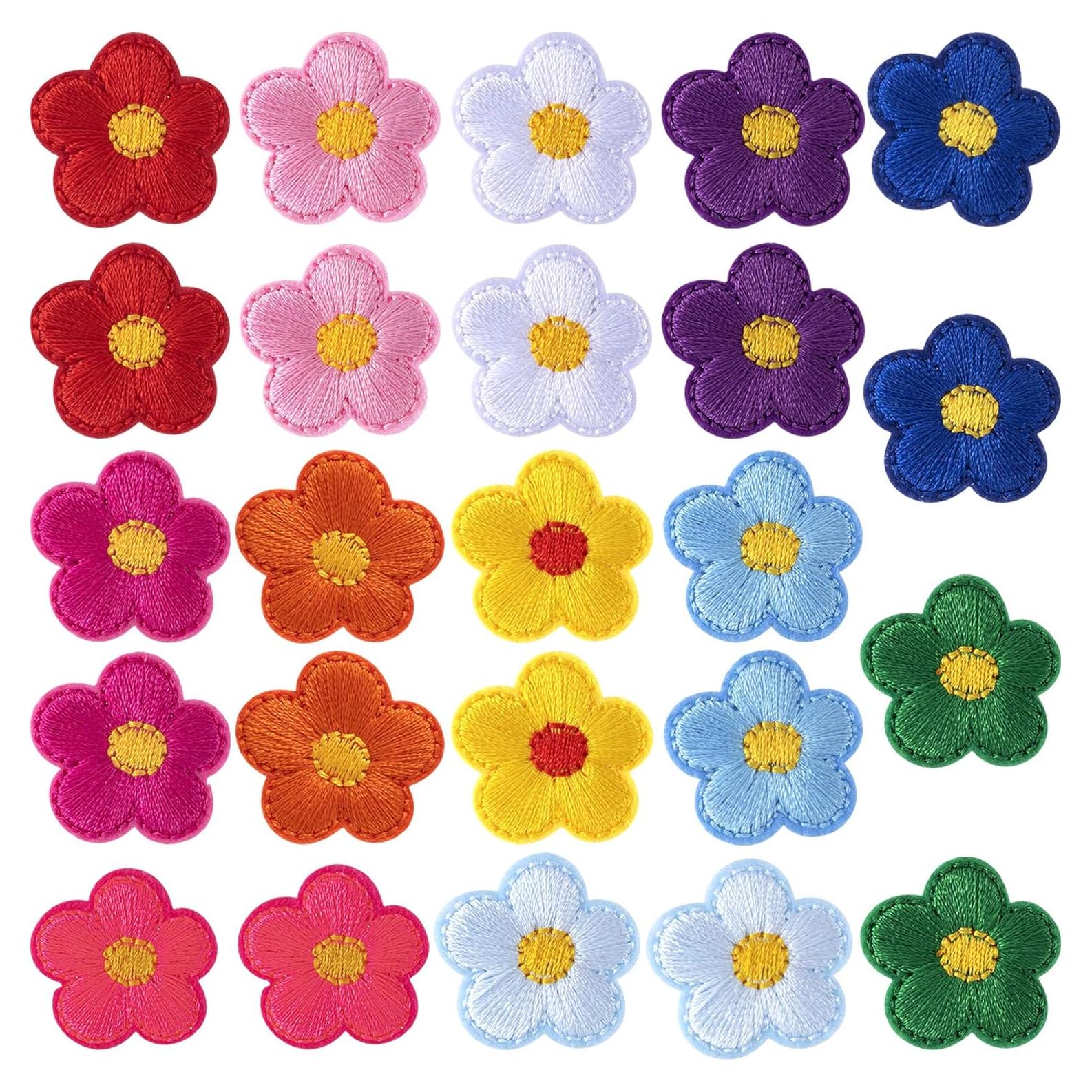 PAGOW 24 Pcs Parches Bordados de Flores para Ropa y DIY