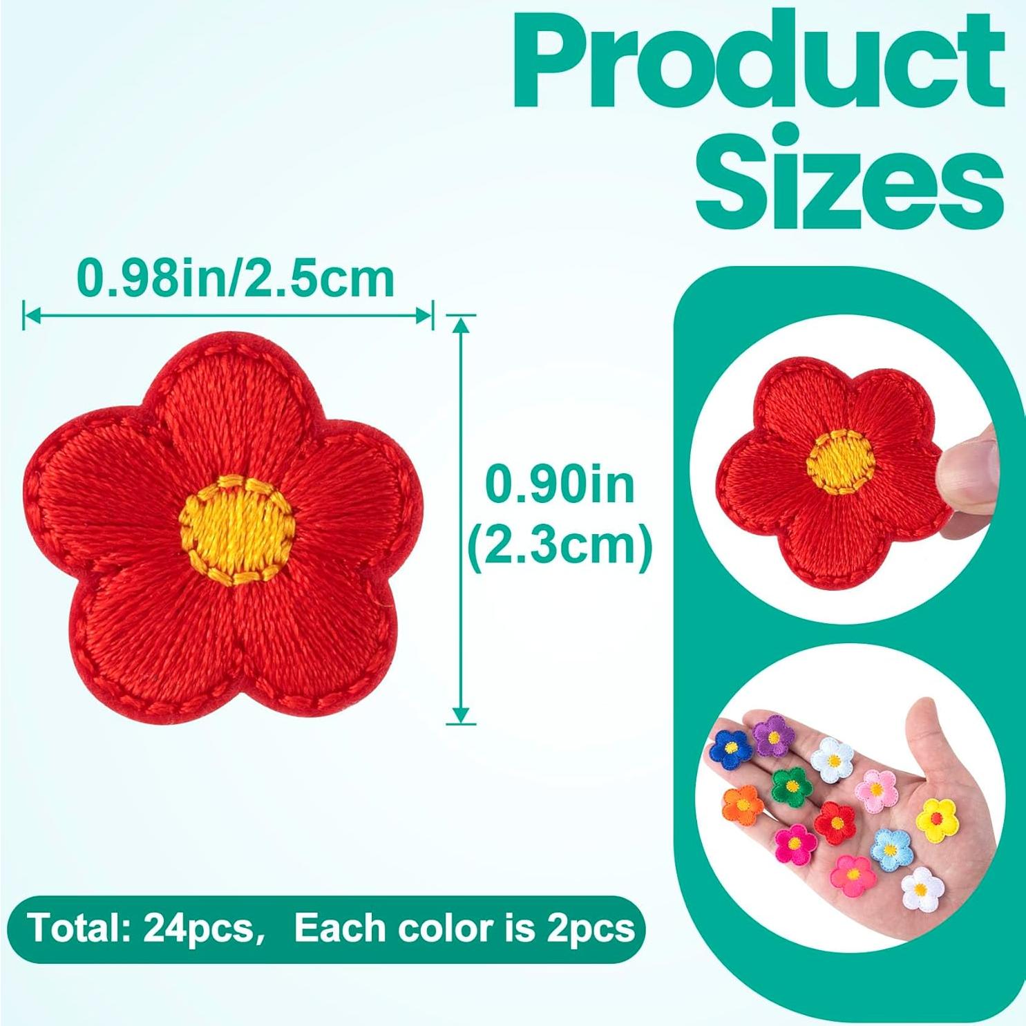 PAGOW 24 Pcs Parches Bordados de Flores para Ropa y DIY