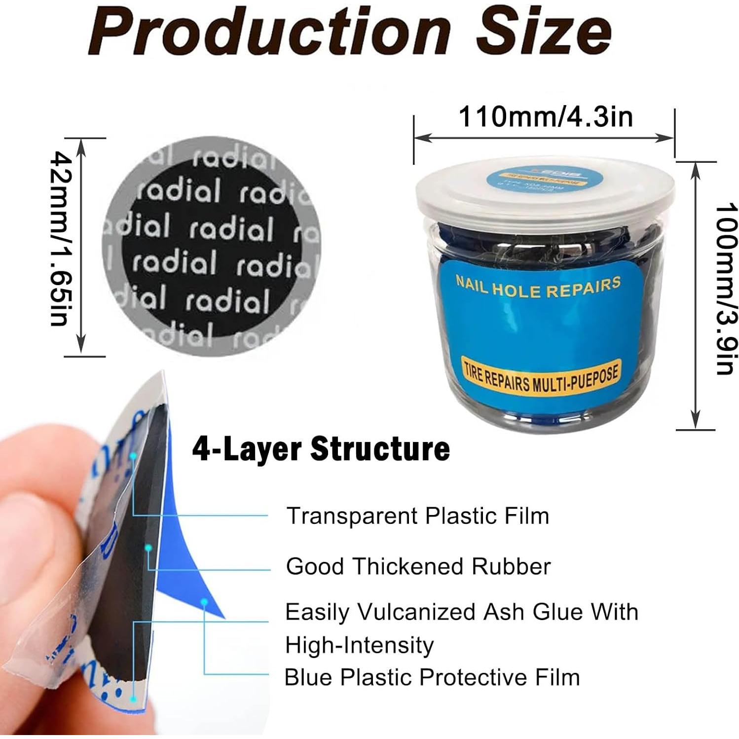 Kit de 150 Parches de Neumáticos Z-oneMart 42mm Caucho Natural