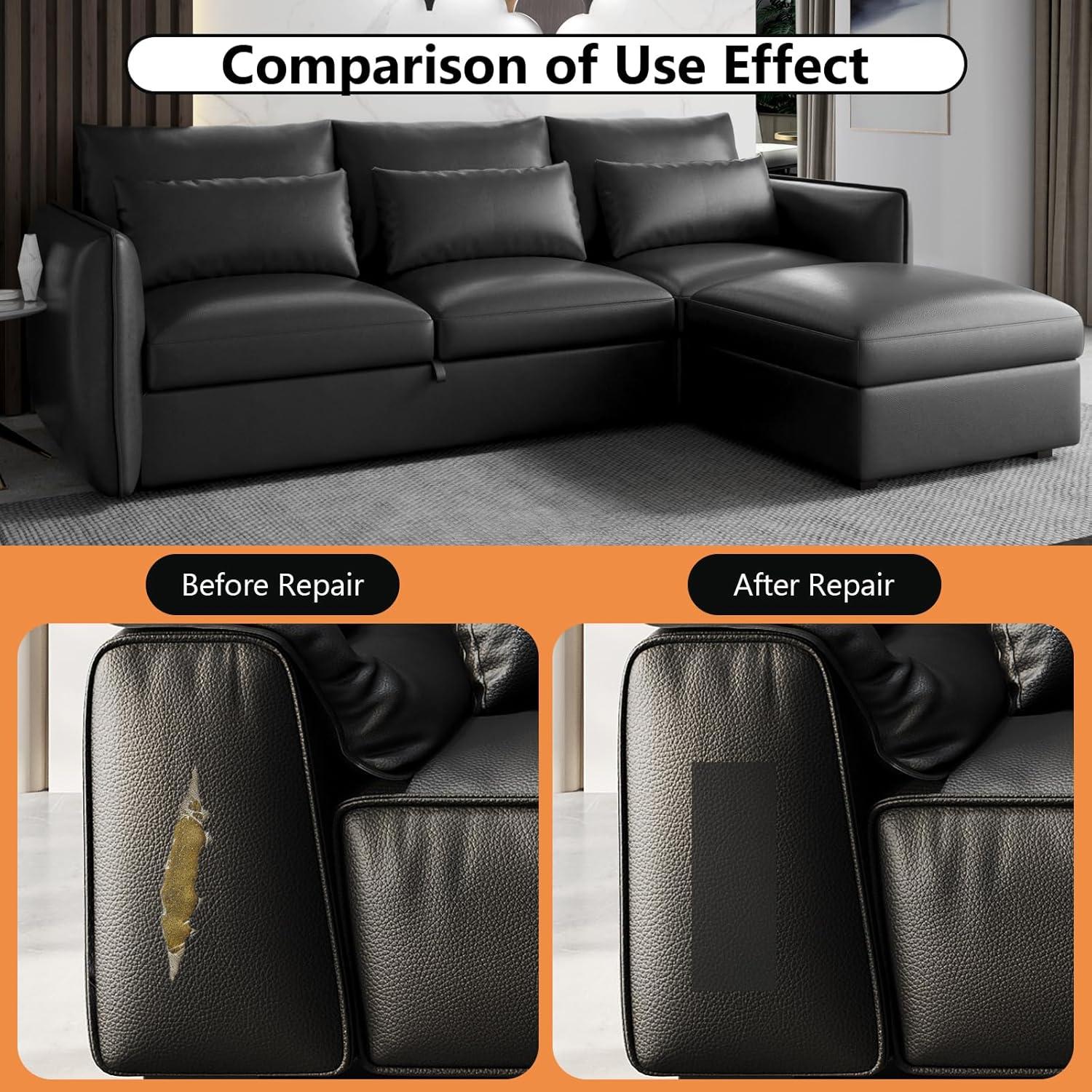 Parche de Reparación de Cuero Autoadhesivo OcePor 10x152 cm Negro