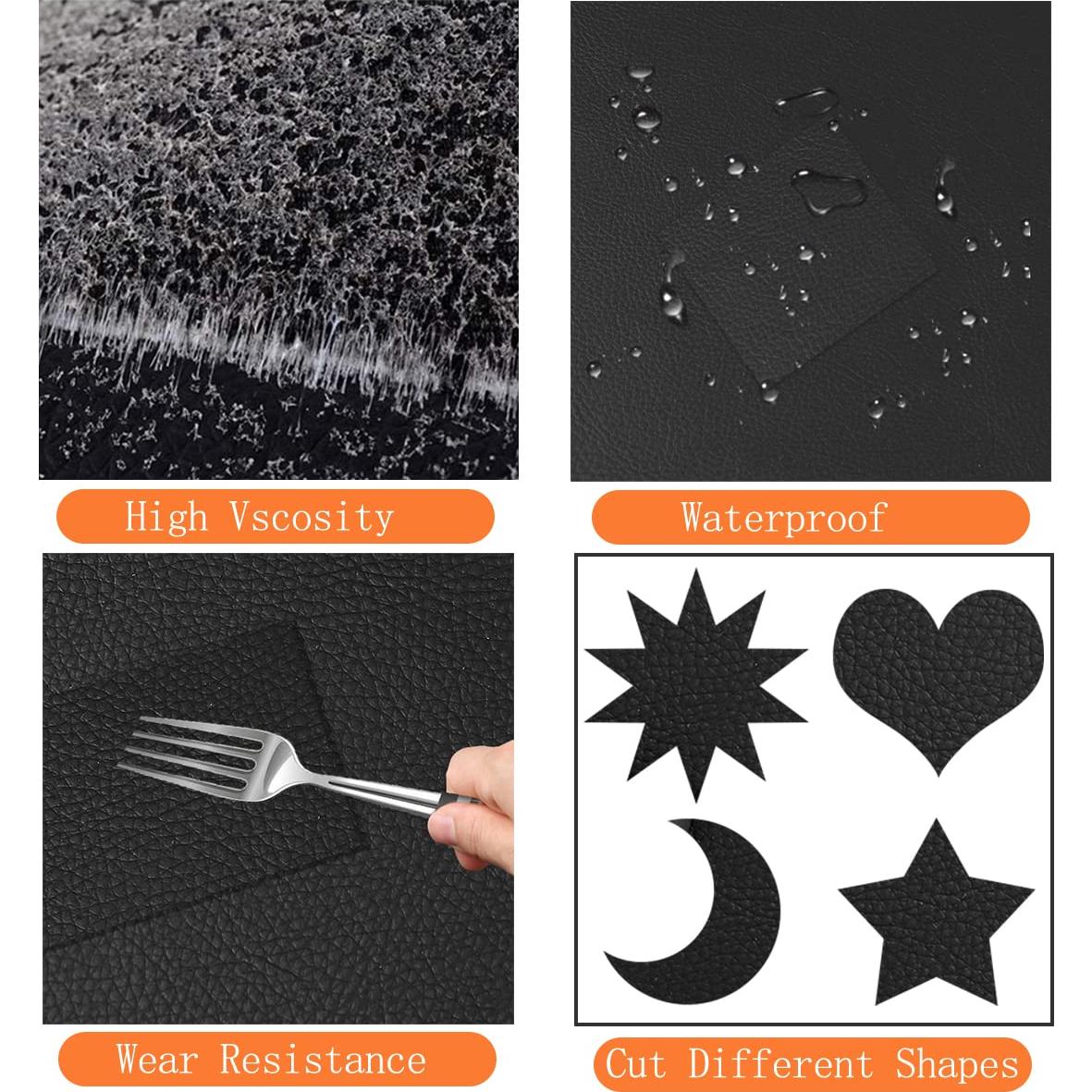 Parche de Reparación de Cuero Autoadhesivo CHENGZHG Negro 44cm x 2m