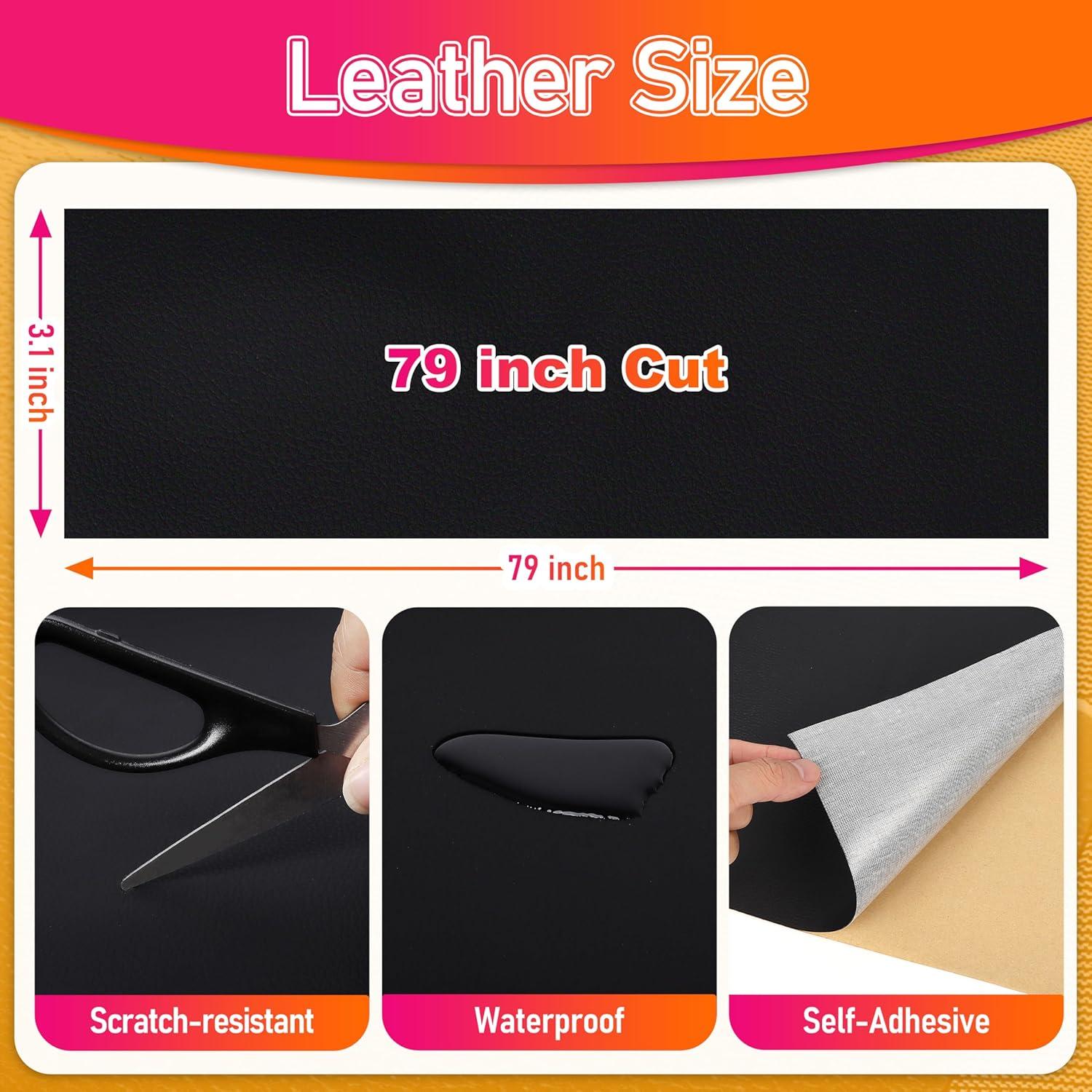 Parche de Reparación de Cuero Meneng 7.87cm x 200.66cm Negro