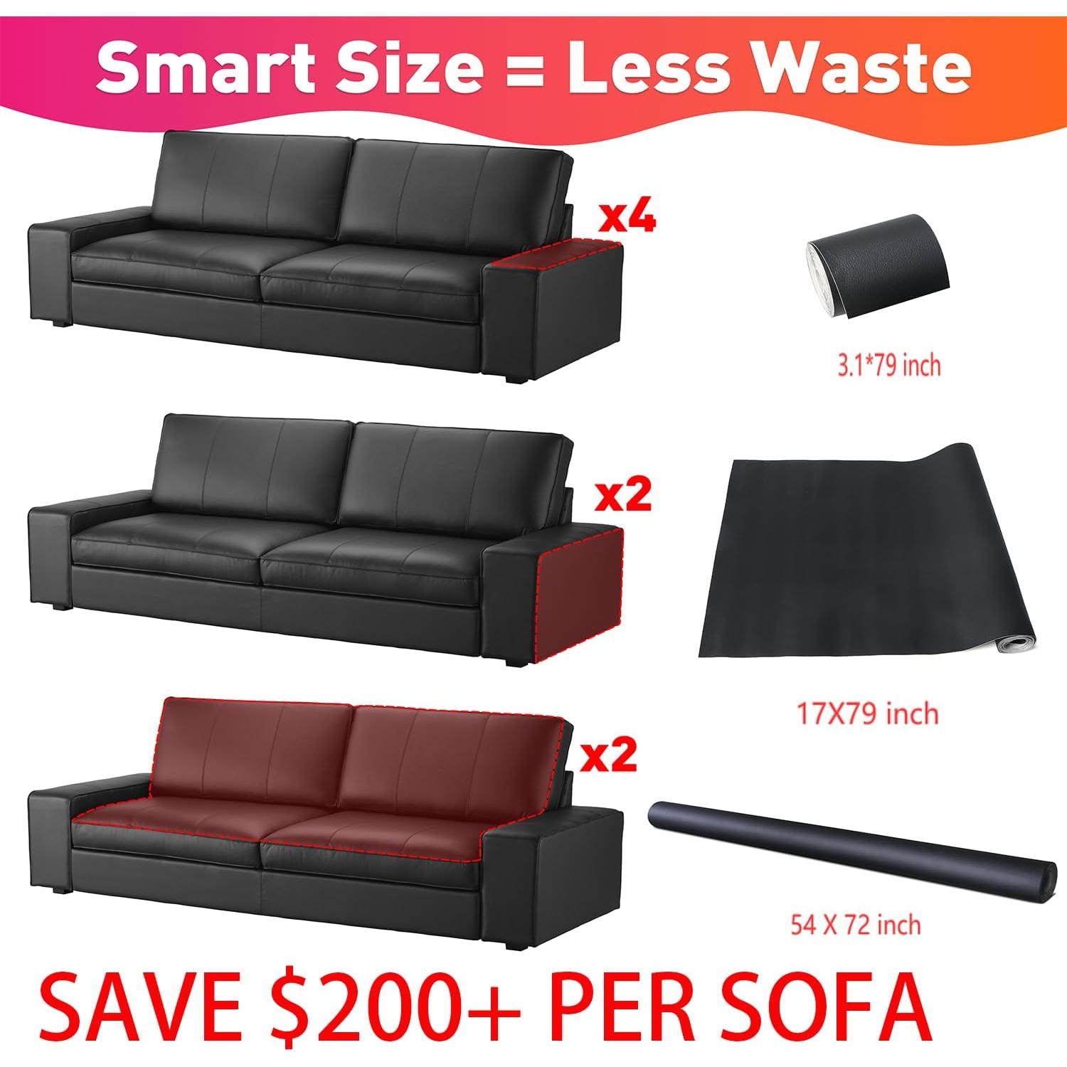 Parche de Reparación de Cuero Meneng 7.87cm x 200.66cm Negro