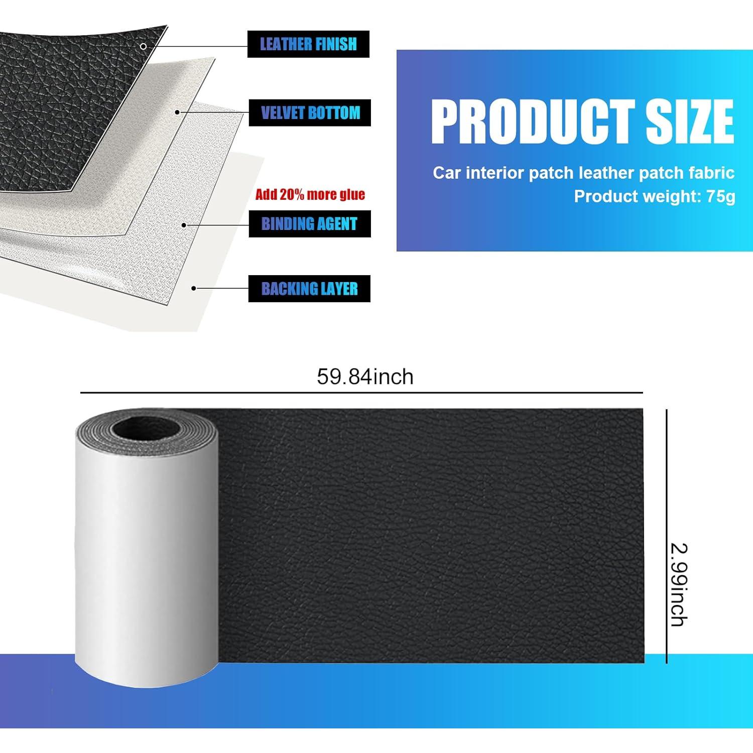 Parche de Reparación de Cuero Negro Jewkot 7.62x152.4 cm