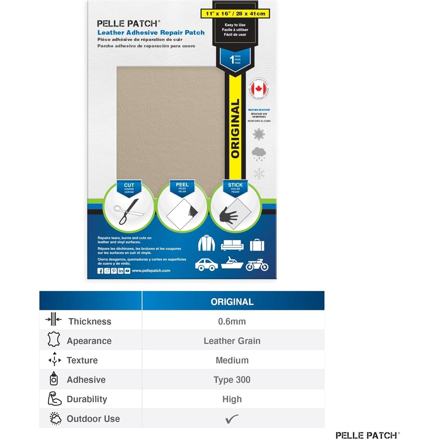 Pelle Patch - Parche Reparador de Cuero 28x41 cm - Color Crema