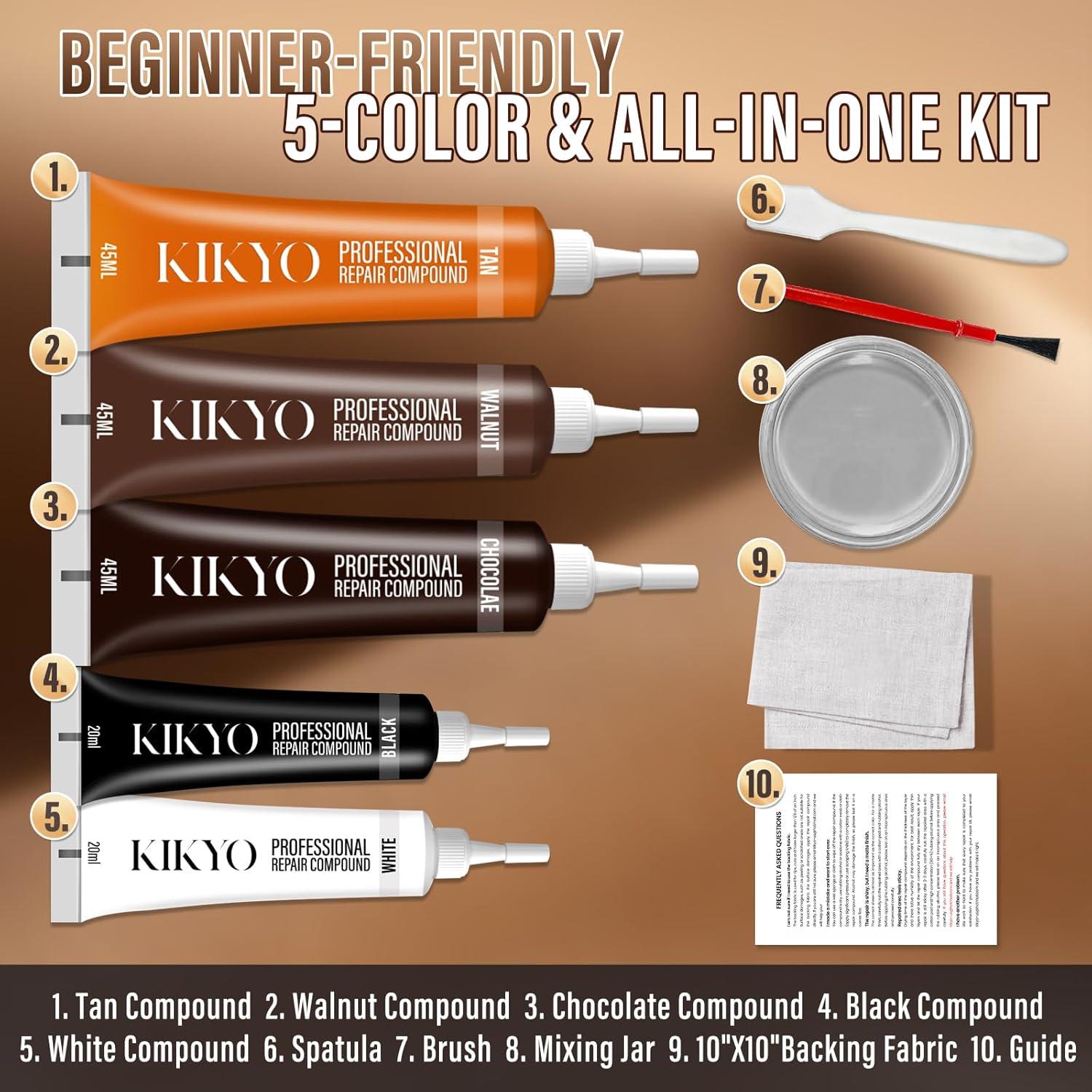 Kit de Reparación de Cuero KIKYO Marrón - 5 Colores Mezclables