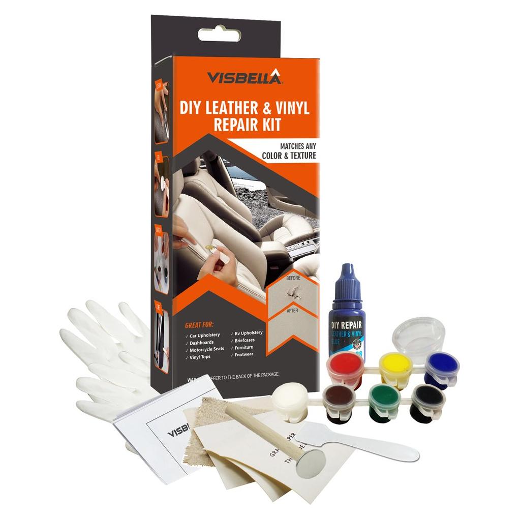 Kit de Reparación de Cuero y Vinilo Visbella - 7 Compuestos y Adhesivo