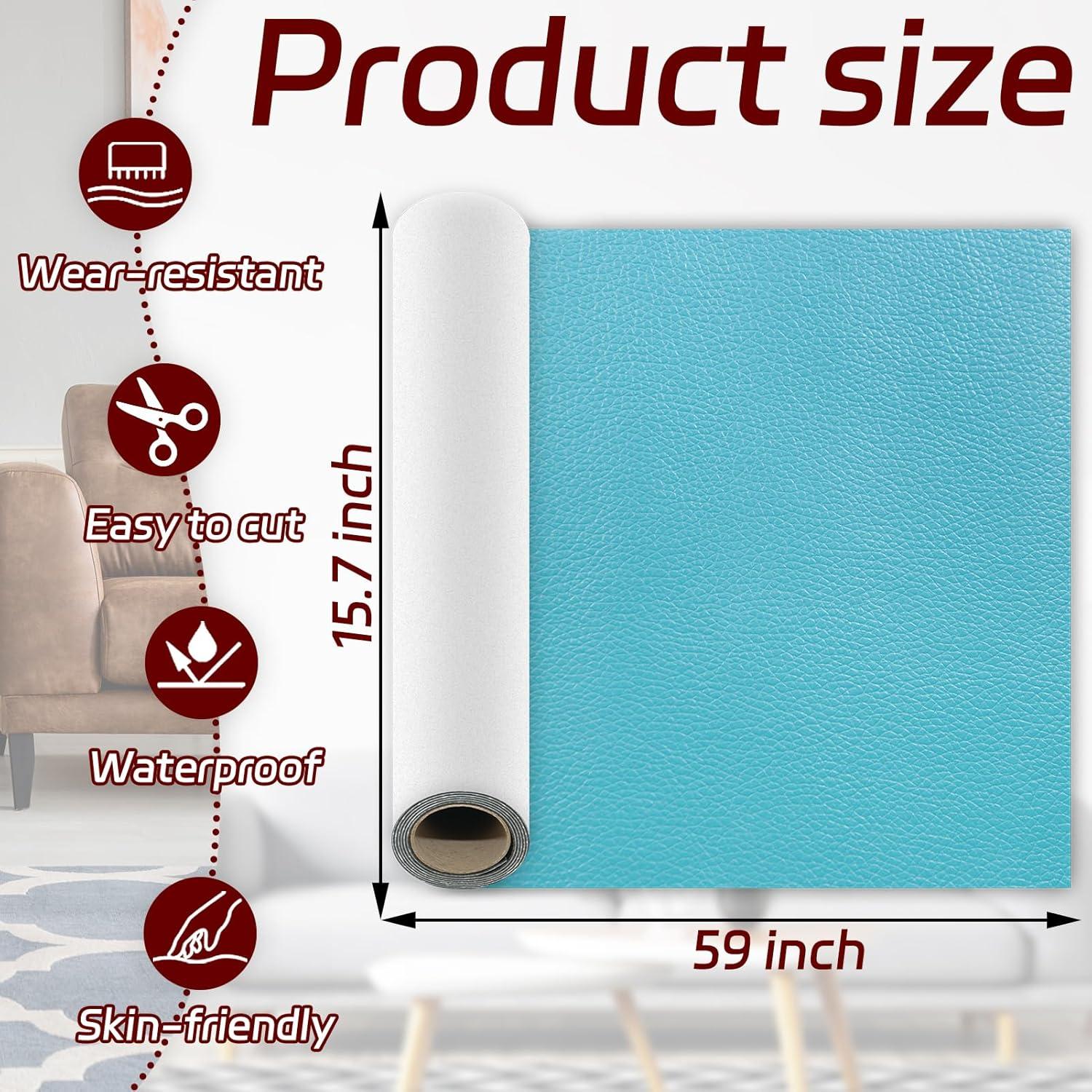 Parche de Reparación de Cuero Autoadhesivo Quninet 40x150 cm Azul