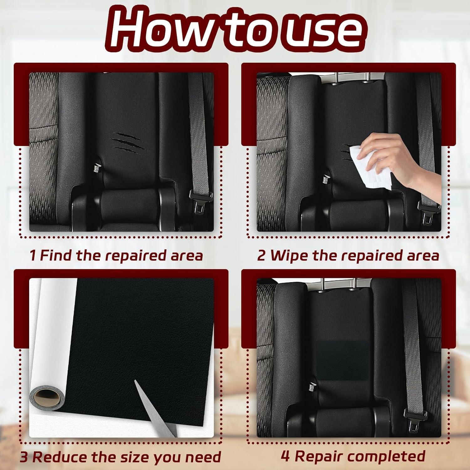 Parche de Reparación de Cuero Autoadhesivo Quninet 40x150 cm Azul