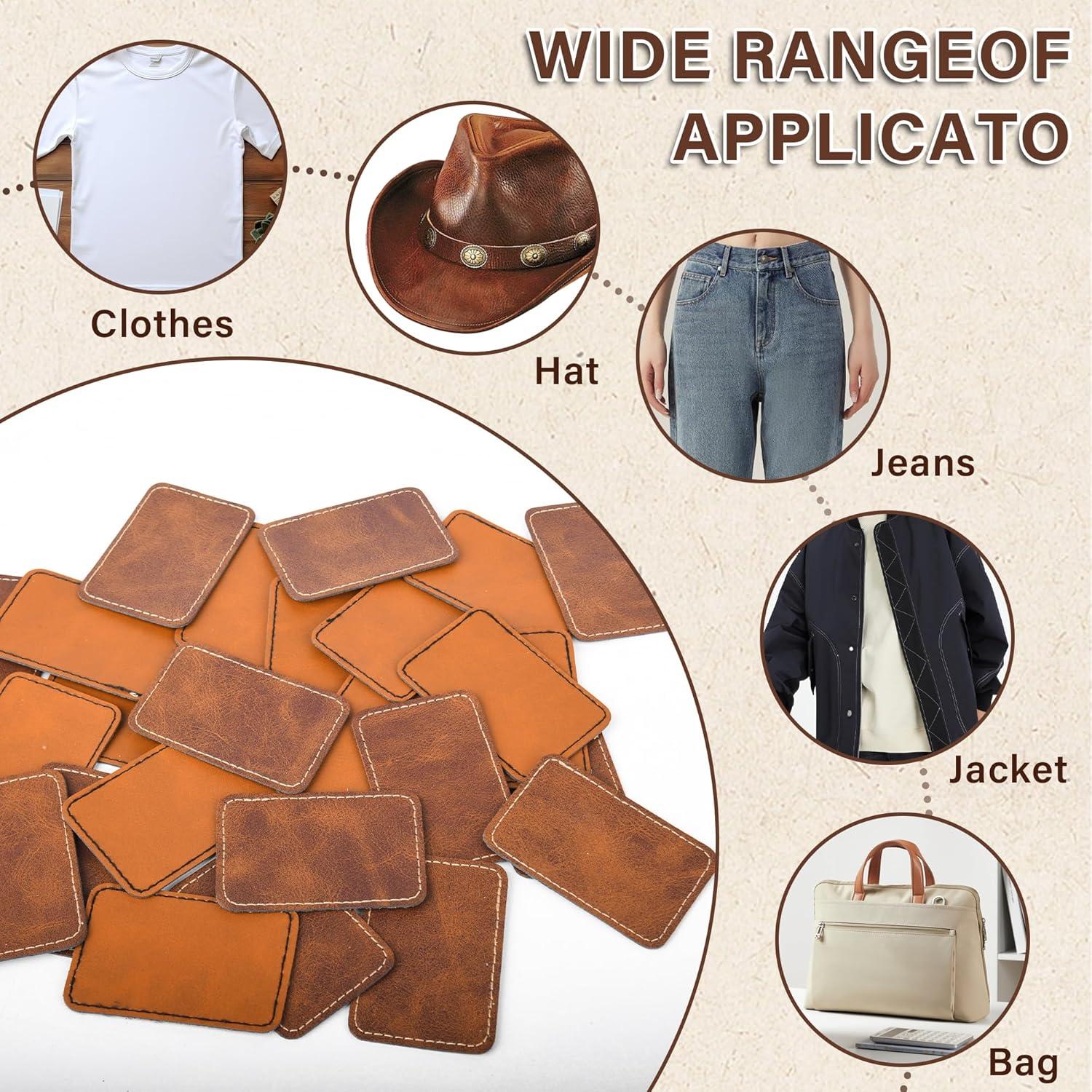 60 Parches de Cuero Sintético BUVKHMX Amarillo 7.6x5.1cm