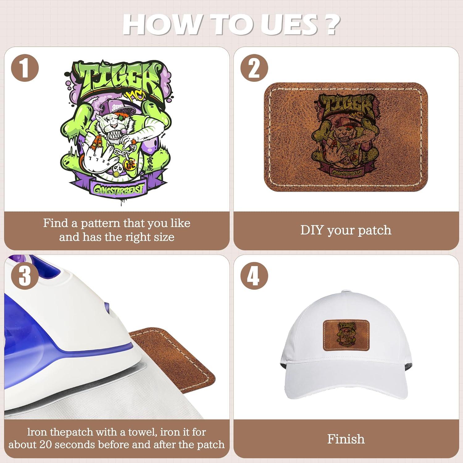 60 Parches de Cuero Sintético BUVKHMX Amarillo 7.6x5.1cm