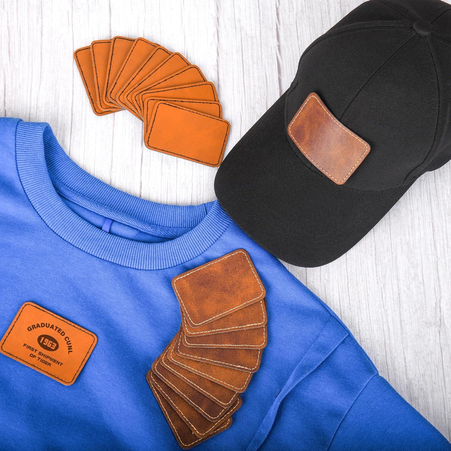 60 Parches de Cuero Sintético BUVKHMX Amarillo 7.6x5.1cm