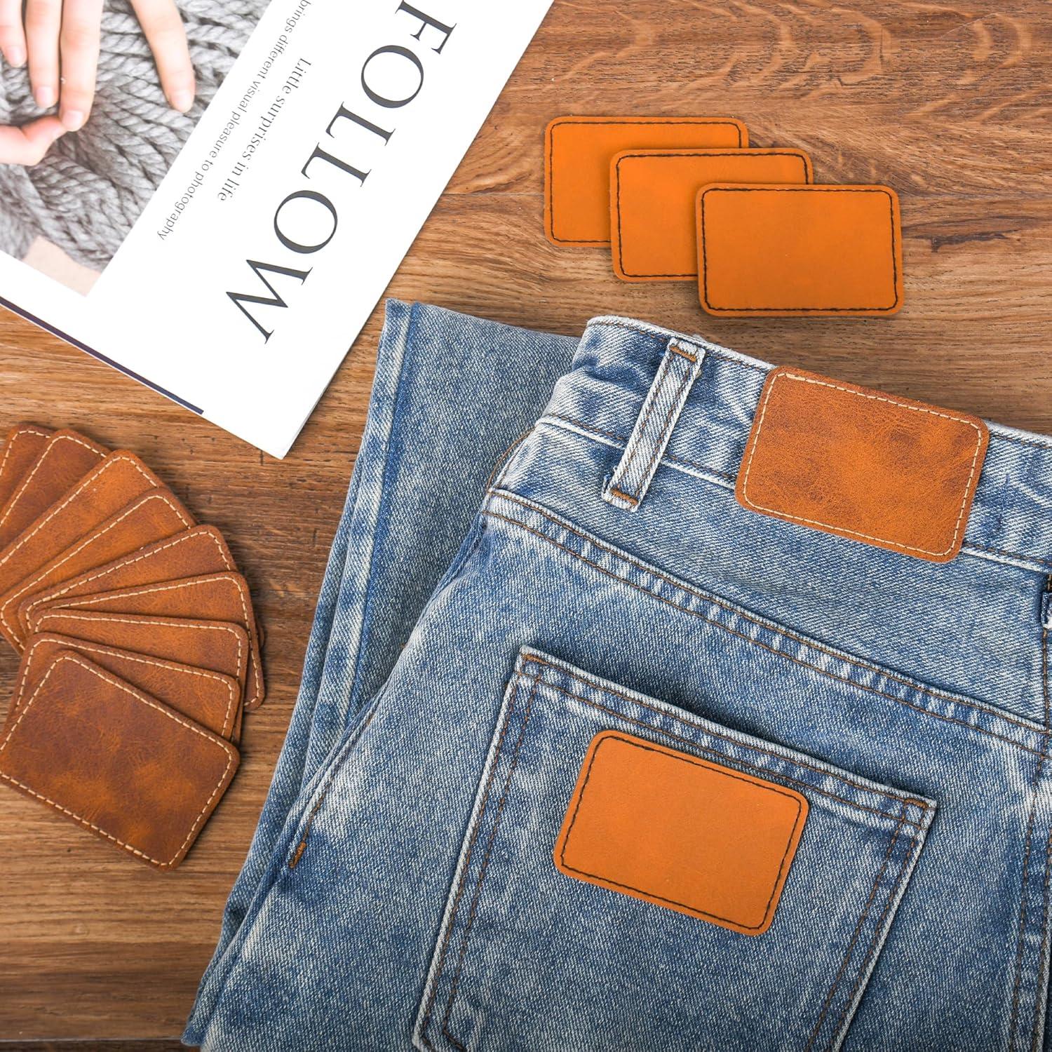 60 Parches de Cuero Sintético BUVKHMX Amarillo 7.6x5.1cm