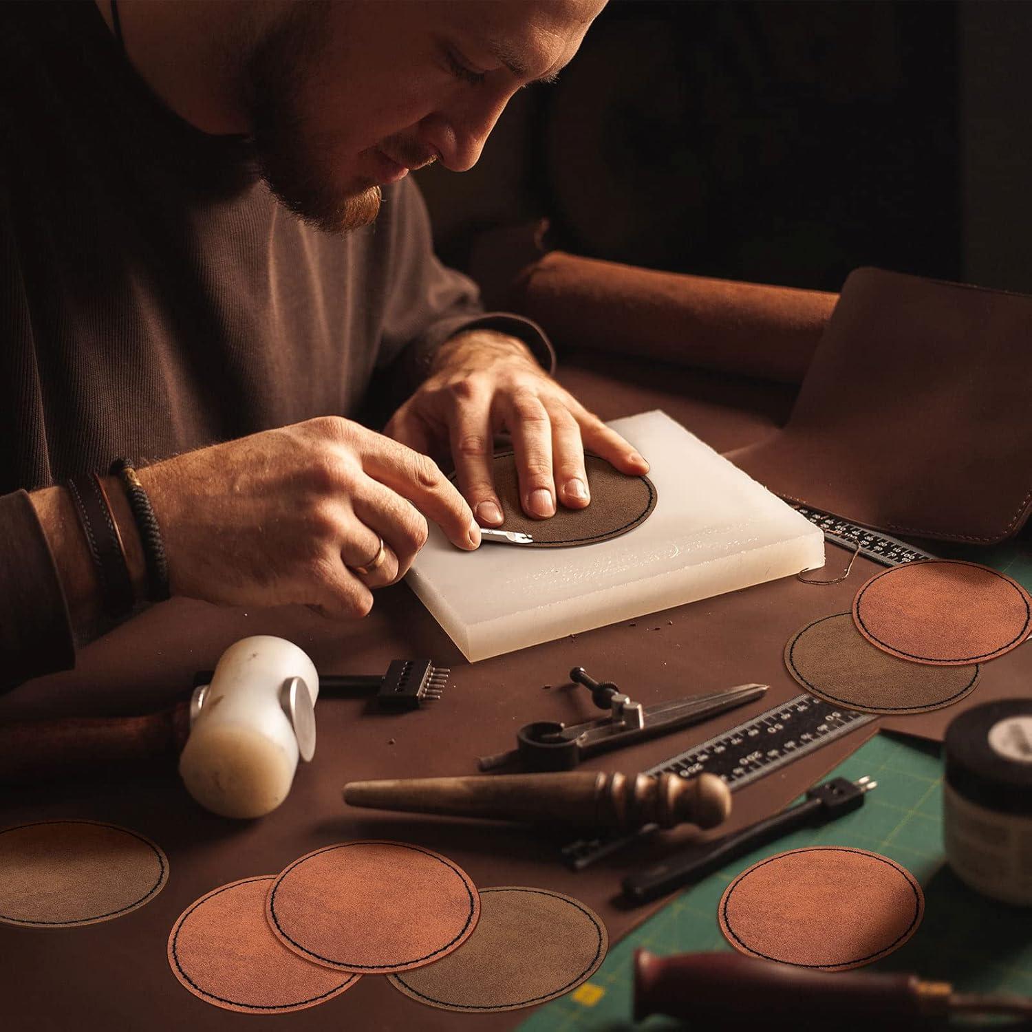 80 Parches de Cuero Sintético Juexica Redondos 6.35 cm