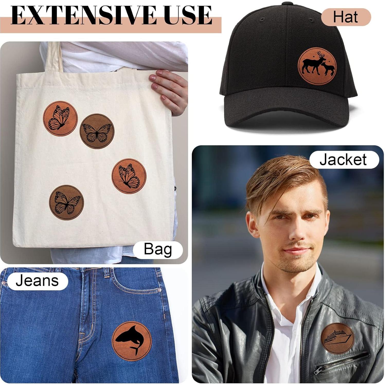 80 Parches de Cuero Sintético Juexica Redondos 6.35 cm