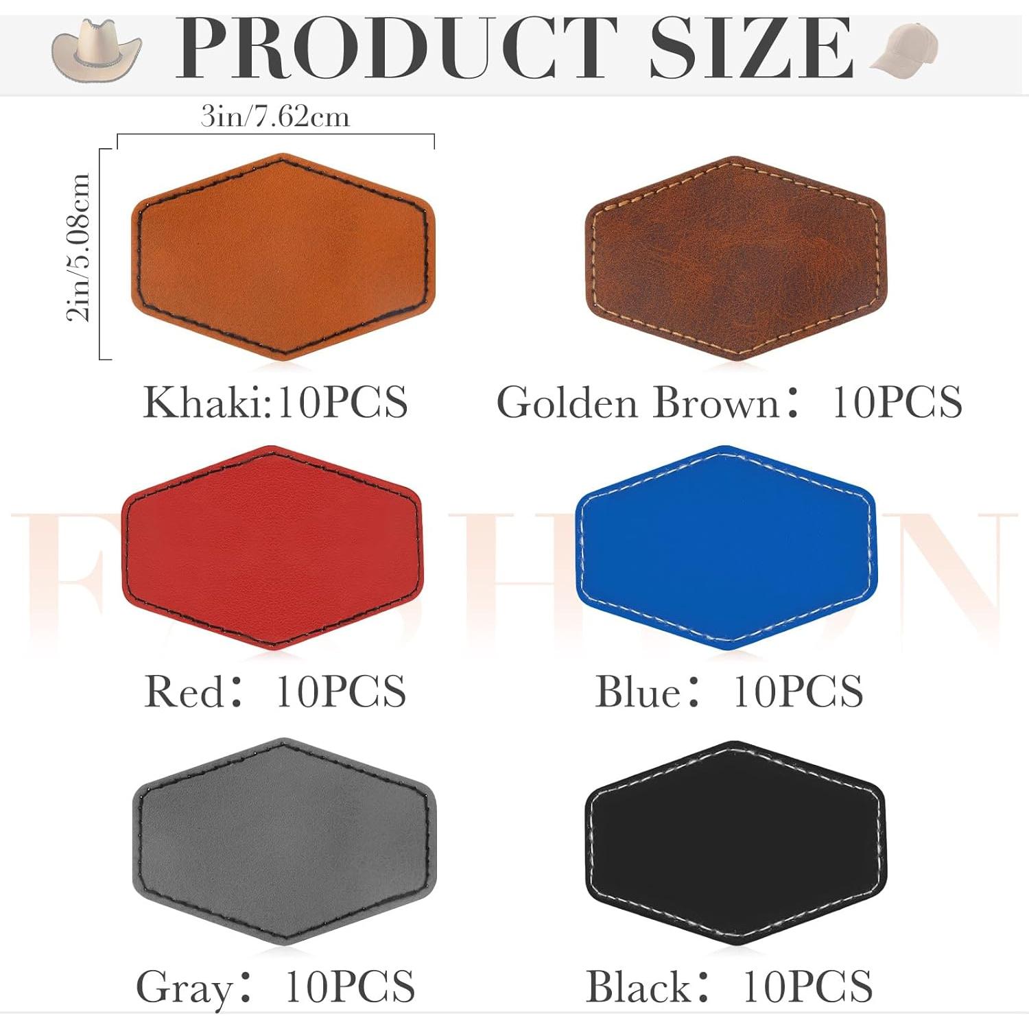 60 Parches Hexagonales de Cuero Sintético Huhumy 7.62x5.08cm